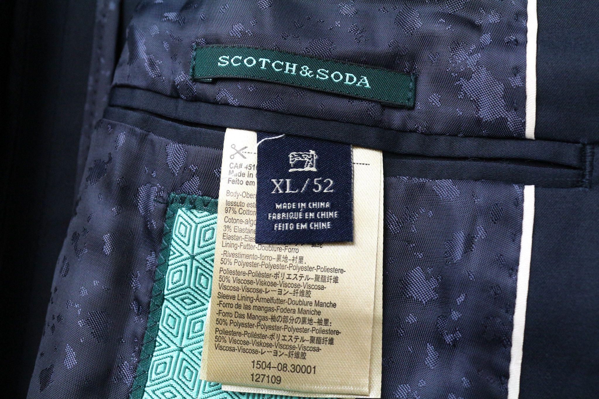 Scotch & Soda AMS COUTURE XL Navy Cotton Stretch Blazer 74433 Size 48R - 7 Thumbnail