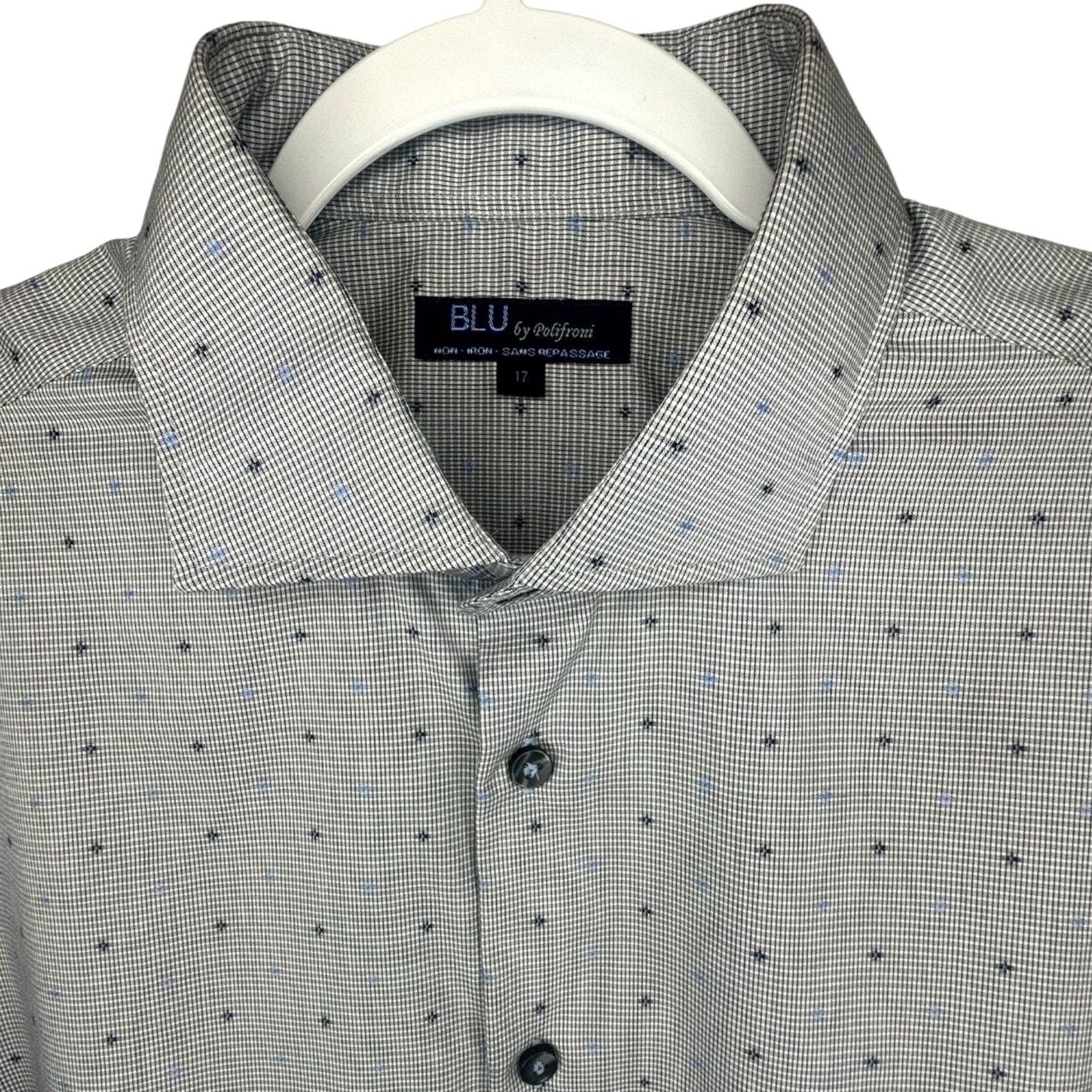 Vintage BLU by Polifroni Shirt Mens XL Geometric Print Non Iron Button Down Size US XL / EU 56 / 4 - 3 Thumbnail