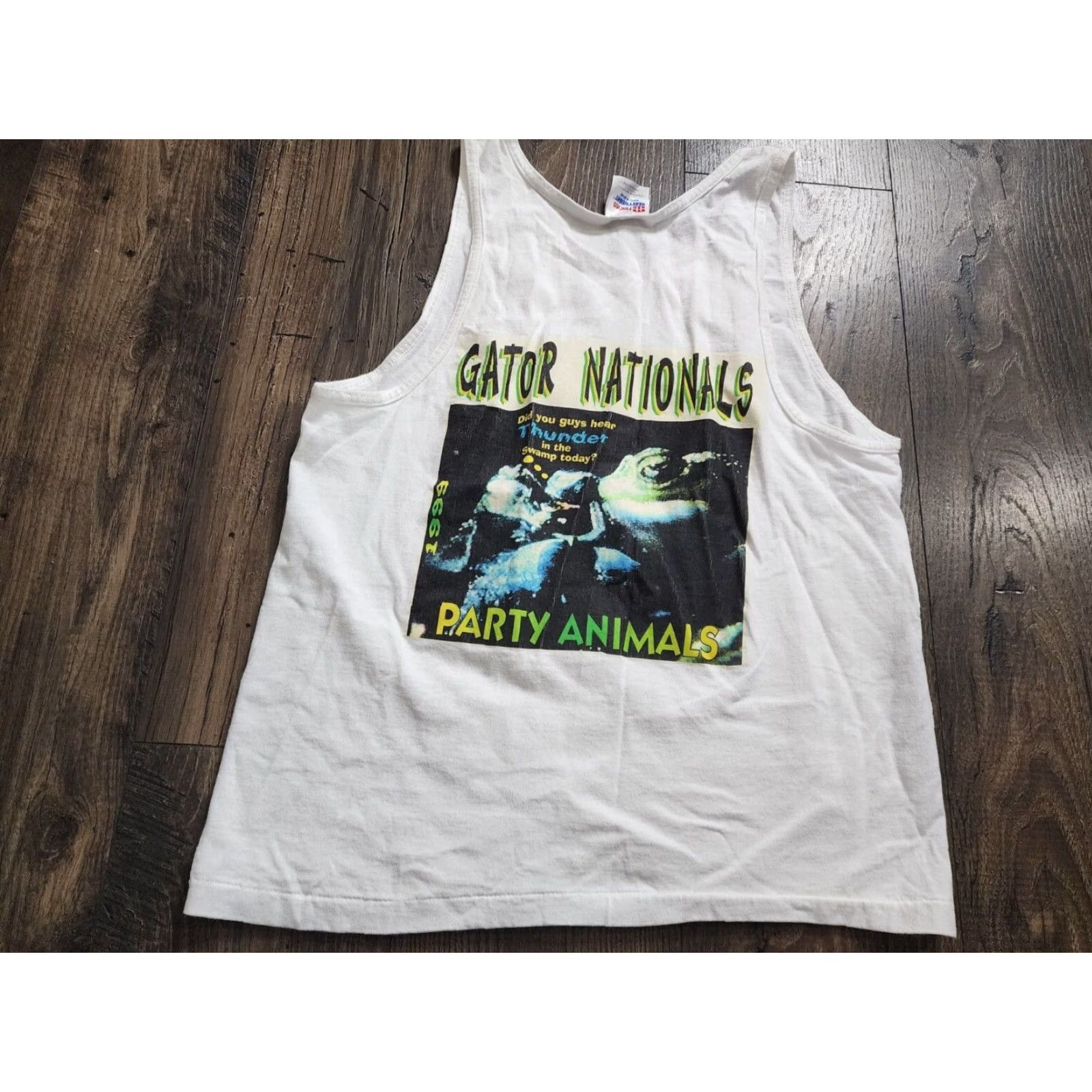 Hanes VINTAGE Hanes Shirt Mens M White Gatornationals Party Animals Double Sided Tank Top T Shirt Size US M / EU 48-50 / 2 - 2 Thumbnail