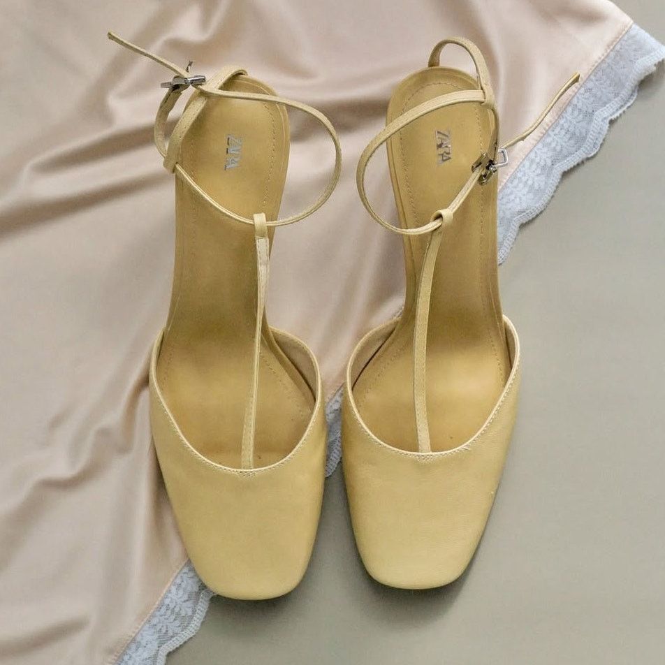 Zara ZARA Yellow Leather Heels NWT Size US 7.5 / IT 37.5 - 16 Thumbnail