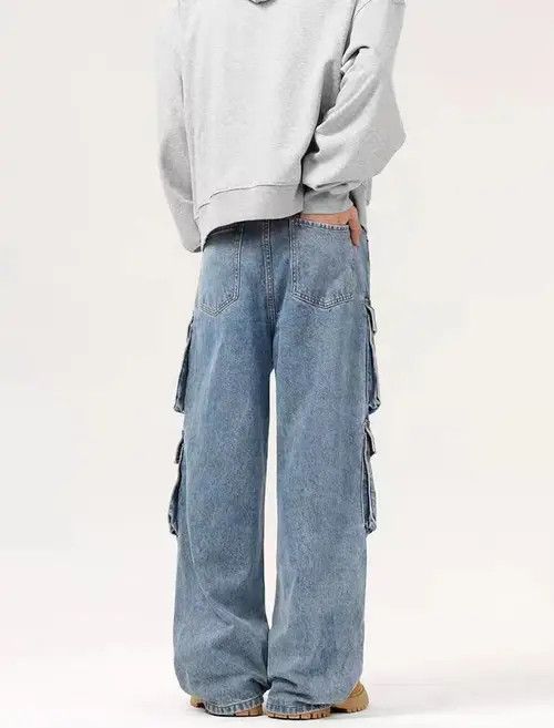 VIBE Vintage Street Multi-Pocket Washed Loose Work Jeans Size US 30 / EU 46 - 5 Thumbnail