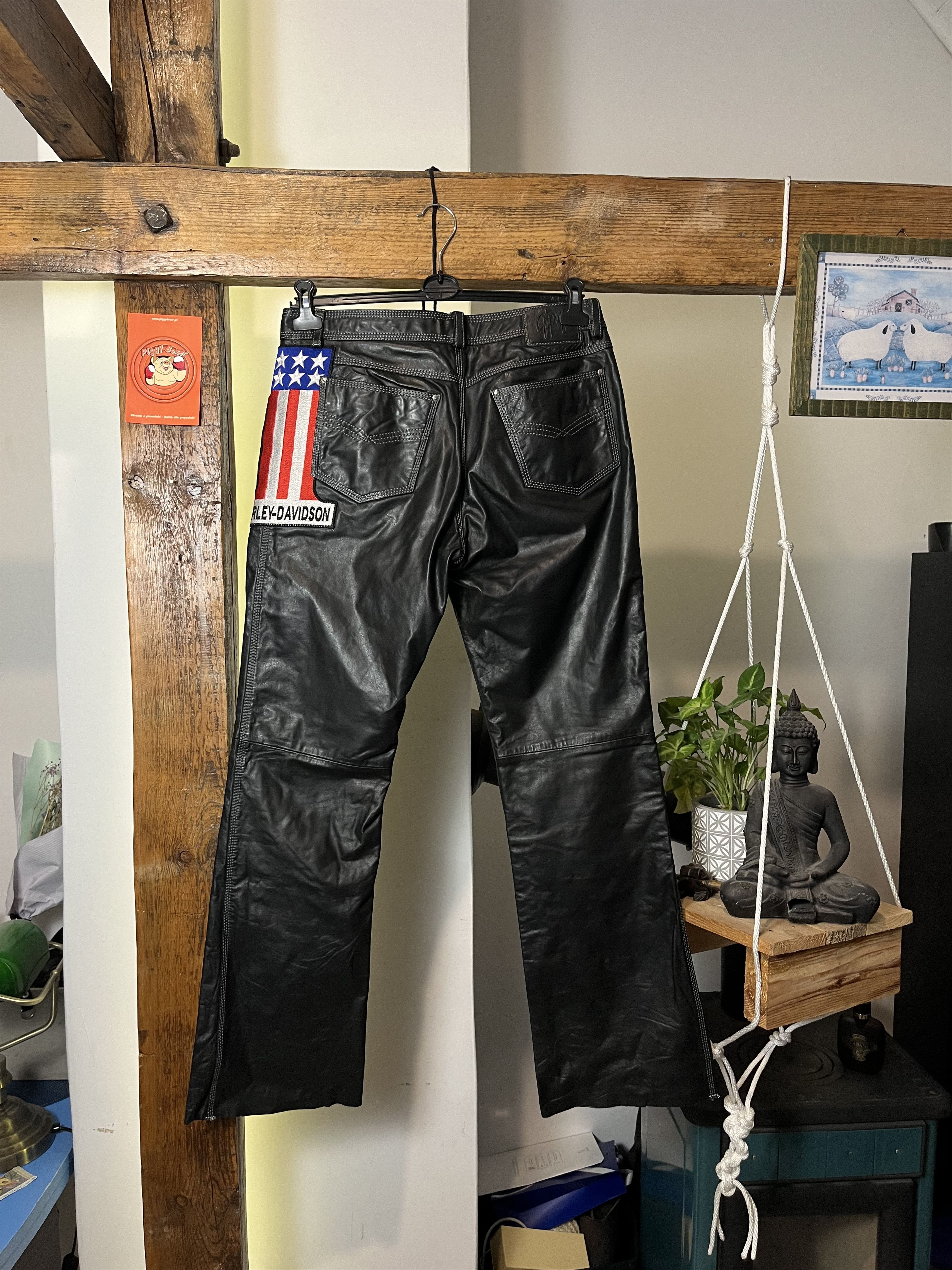 Genuine Leather × Harley Davidson 90s Gypsy Harley Davidson USA Leather Pants Size US 32 / EU 48 - 1 Thumbnail