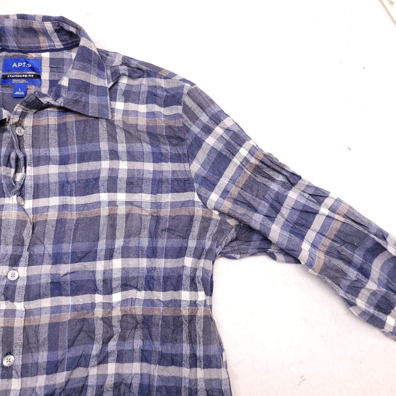 Apt. 9 APT 9 Tartan Flannel Shirt Mens Size Large L Blue White Size US L / EU 52-54 / 3 - 5 Thumbnail