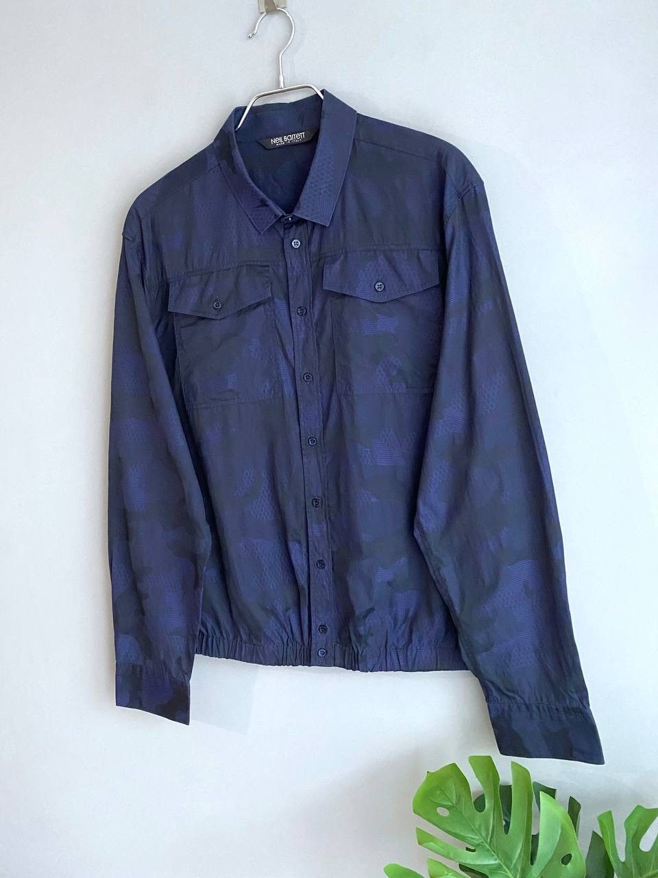 Designer × Neil Barrett Neil Barrett Men's Navy Camo Shirt Made in Italy, Size L-XL Size US L / EU 52-54 / 3 - 3 Thumbnail