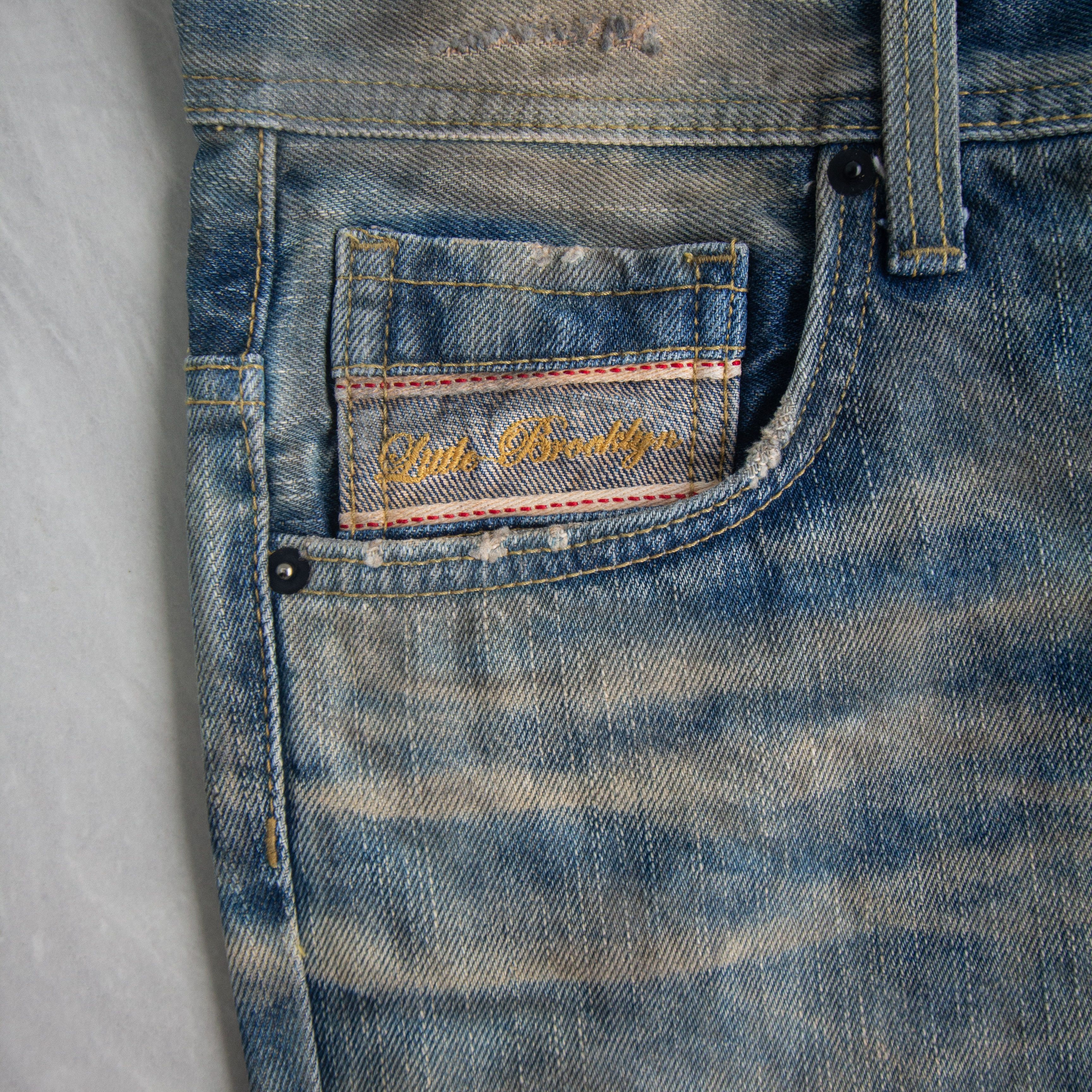 Japanese Brand SICK🔥Thrashed Cargo Denim Stone Wash LITTLE BROKLYN Size US 32 / EU 48 - 8 Thumbnail