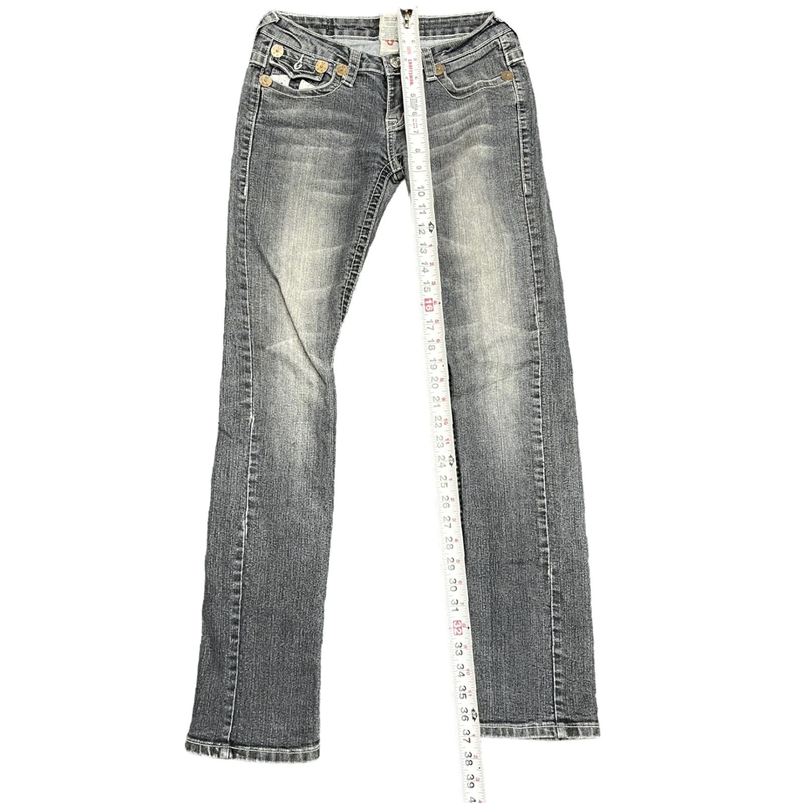 True Religion True Religion Jeans Joey Super T World Tour/Row 26 Distressed USA Denim 100% Cotton Straight Relaxed Mens Jeans 33in Inseam Size US 26 / EU 42 - 6 Thumbnail