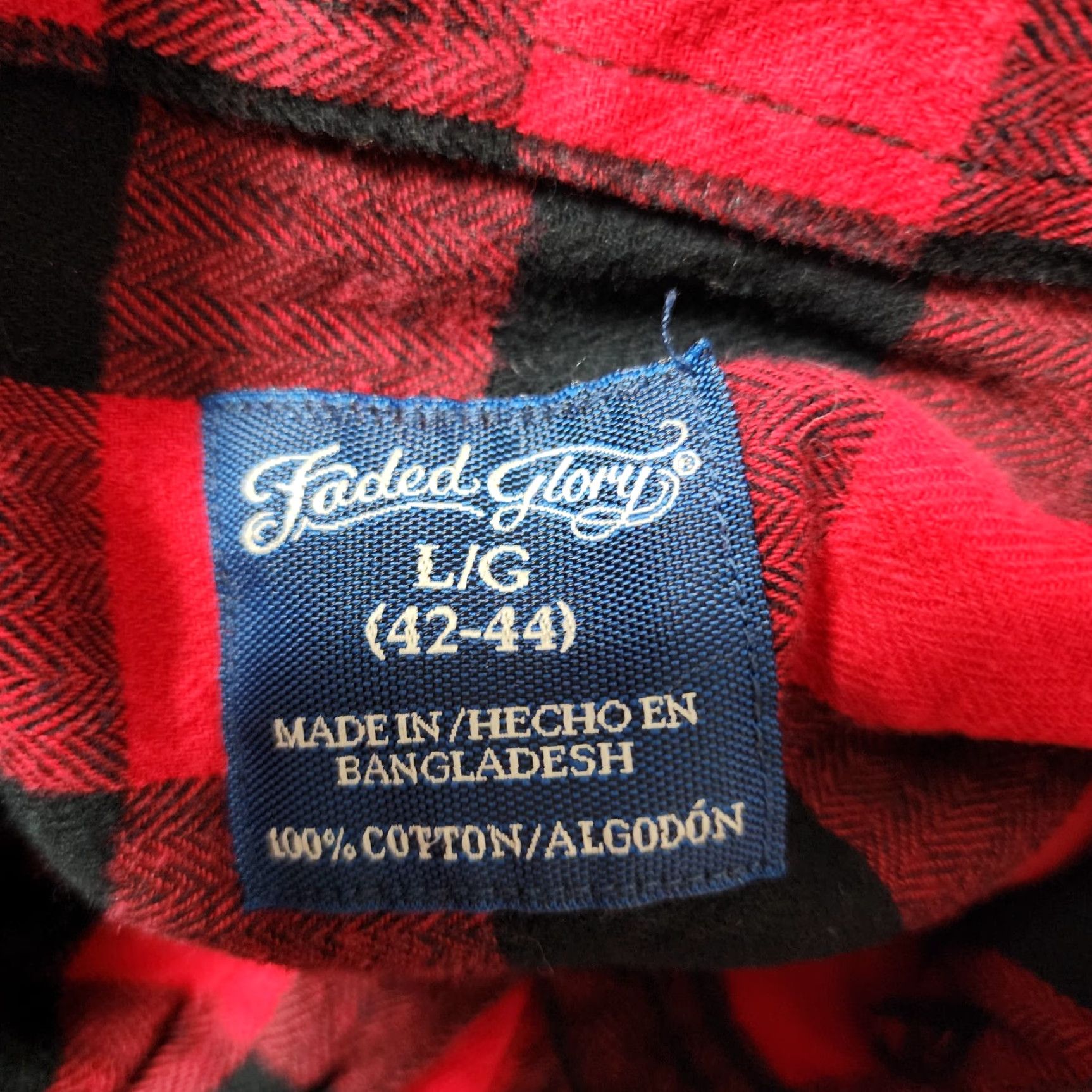 Faded Glory VINTAGE Faded Glory Buffalo Check Flannel Shirt Long Sleeve Size L Men's Red Buffalo Plaid Button-Up Size US L / EU 52-54 / 3 - 4 Thumbnail