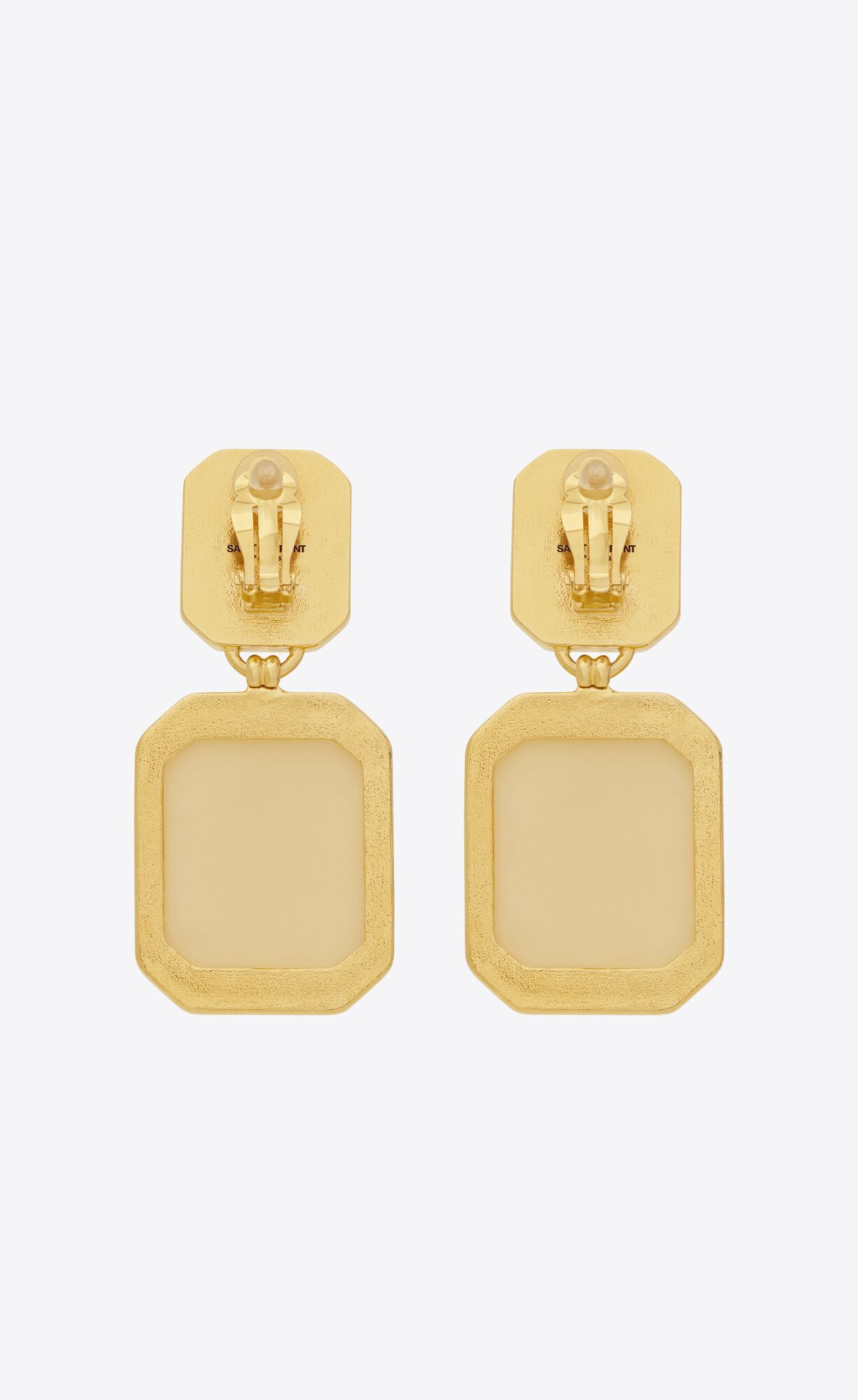 Saint Laurent Paris o1smrcs1224 Size: OS / Octagon Earrings Metal Resin Gold Size ONE SIZE - 2 Thumbnail