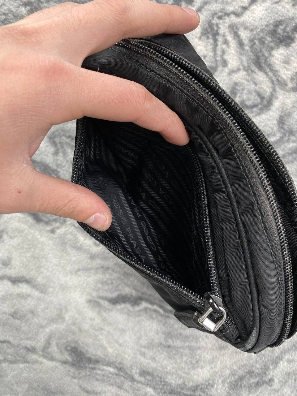 Prada Prada Tessuto Nylon Saffiano Wristlet Mini Bag Women Black Size ONE SIZE - 14 Thumbnail