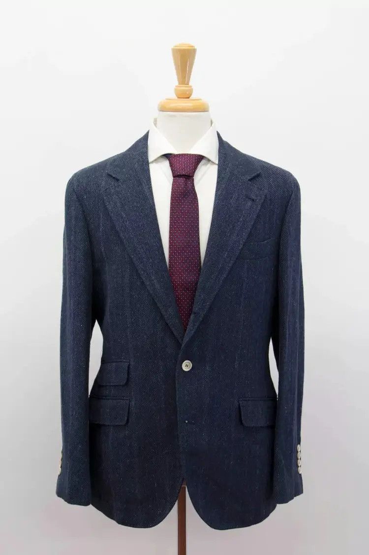 Brunello Cucinelli o1w1db10725 Jacket Linen in Dark Blue Size US M / EU 48-50 / 2 - 2 Thumbnail