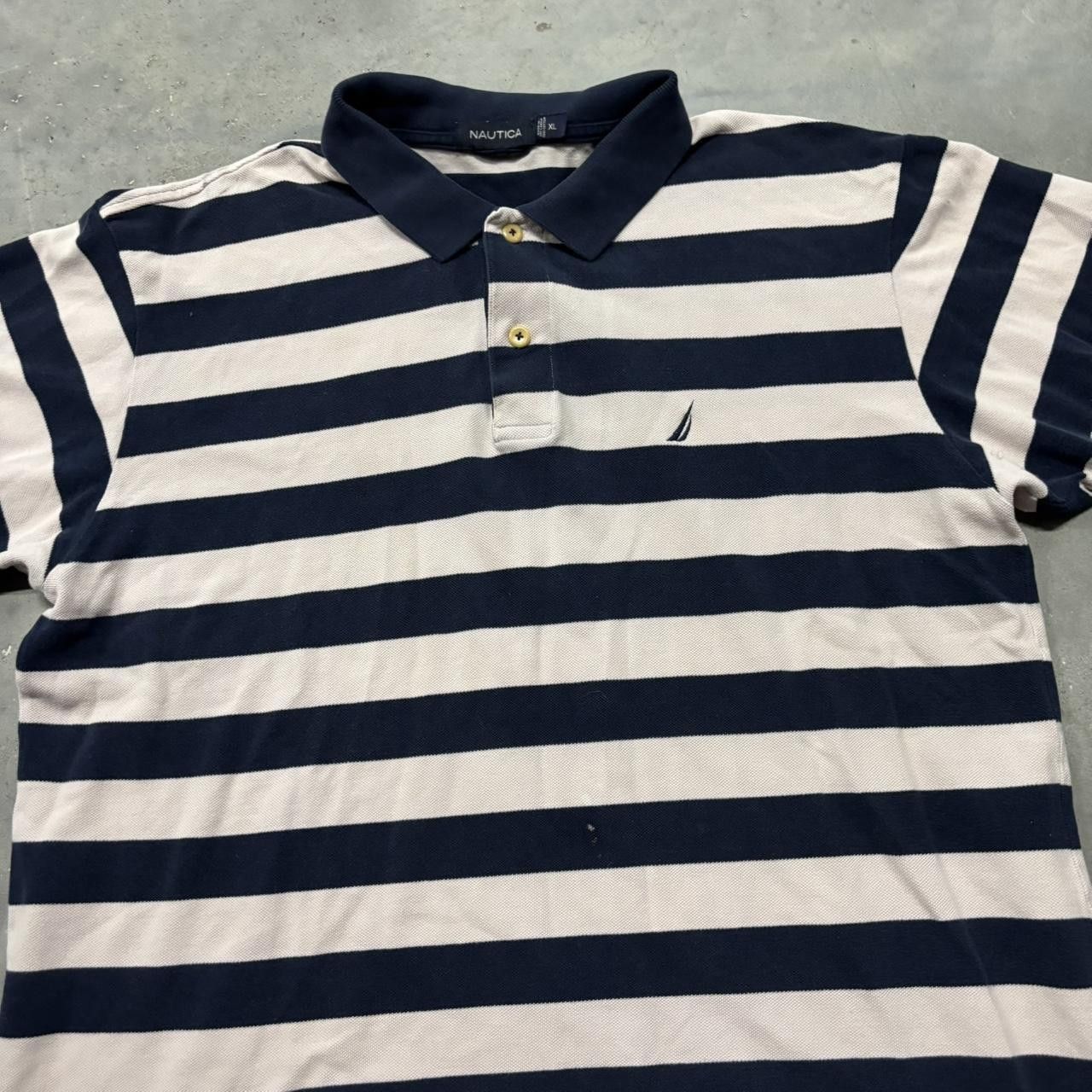 Japanese Brand × Vintage Crazy Vintage Y2K/2000s Navy & Light Pink Striped Streetwear Polo Shirt! Size US XL / EU 56 / 4 - 2 Thumbnail