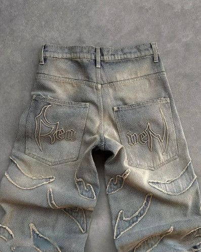 Japanese Brand Distressed Y2K Vintage Embroidered Jeans Size US 29 - 2 Thumbnail