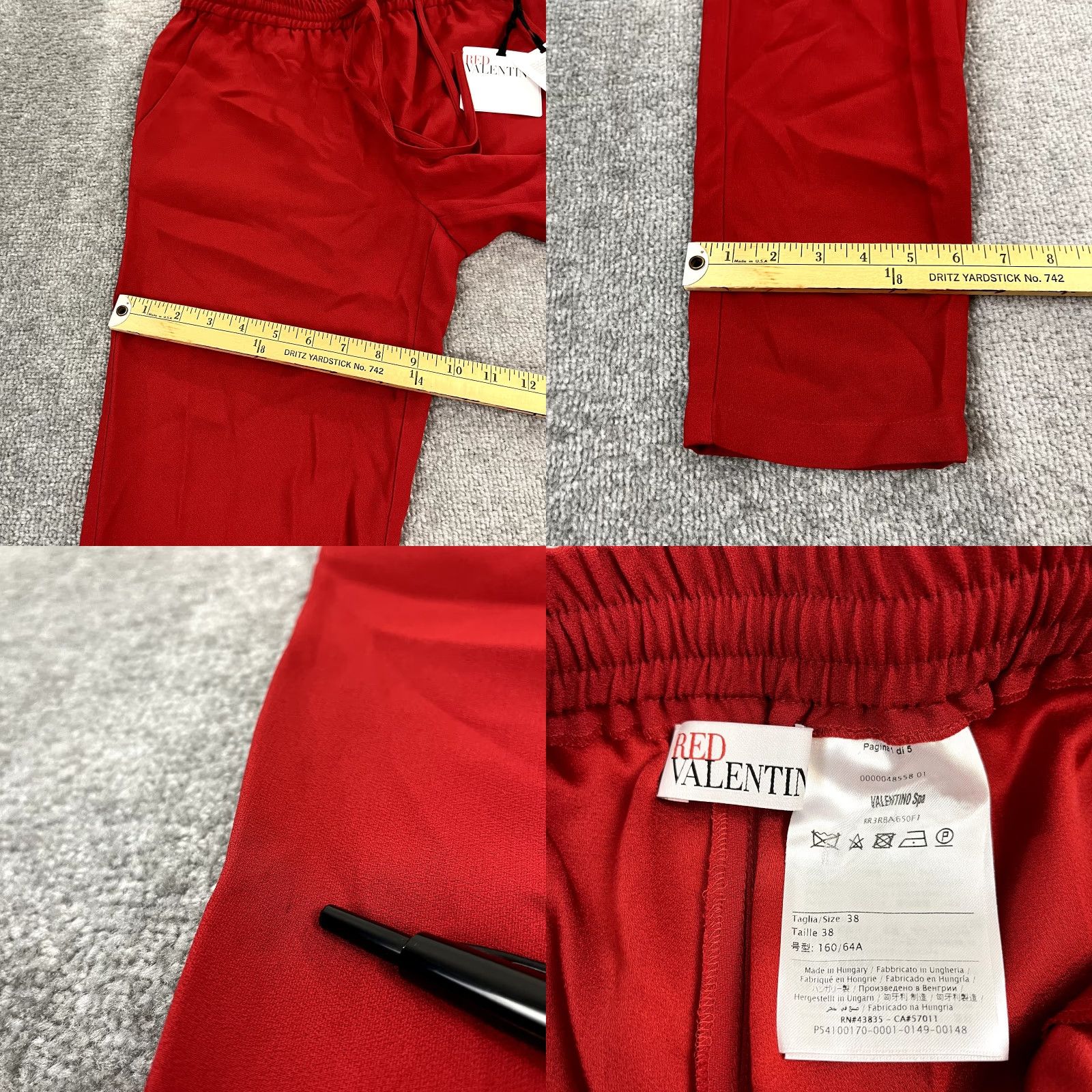 VINTAGE Red Valentino Pants Womens 38 Dress Trousers High Waist Tapered Leg Workwear Solid Red Spring Womens