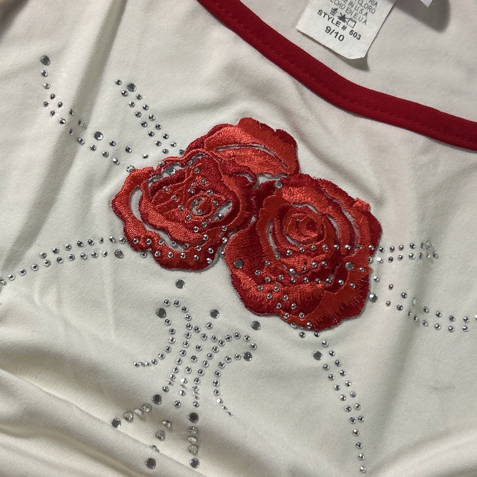 Lululemon Vintage Paper Tag String Tank Top Girls 9 Roses Rhinestones Size L / US 10 / IT 46 - 3 Thumbnail