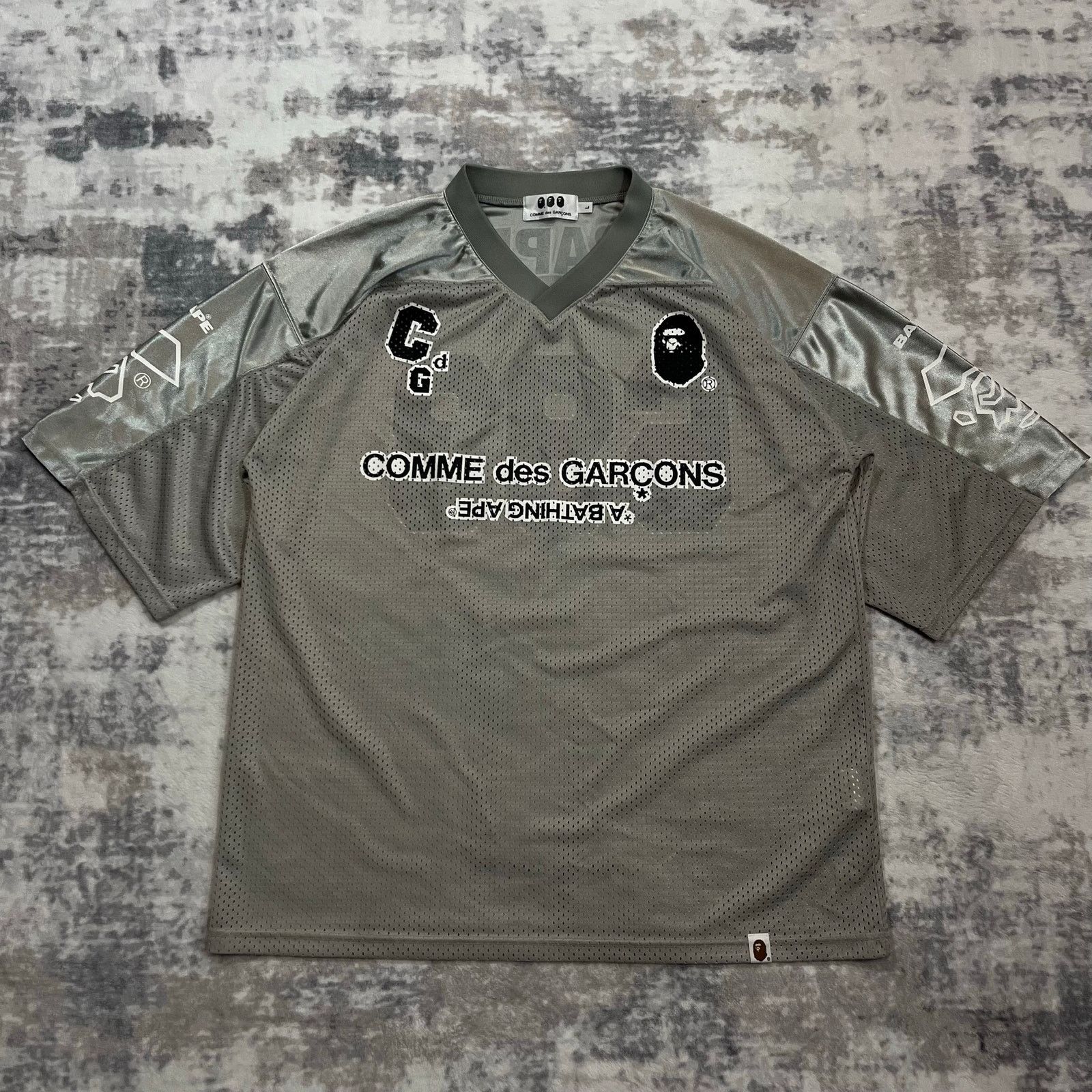 Authentic Bape x Comme Des Garçons Mesh Football Jersey L