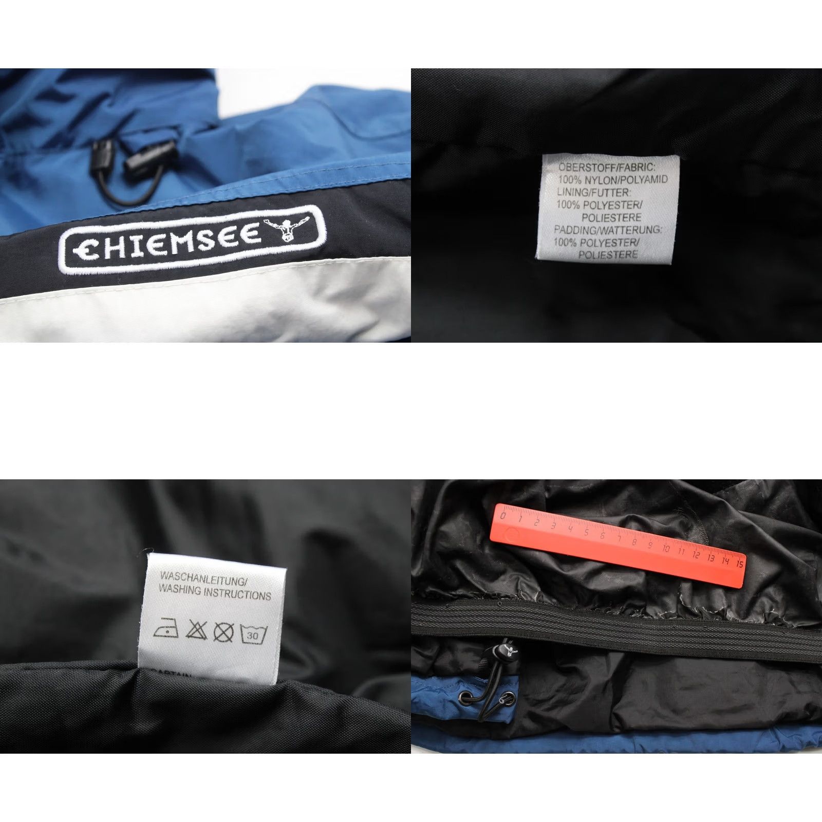 Vintage CHIEMSEE Jacket Men's LARGE Blue Ski Jacket Snow Gaiters Hidden Hood Lined Touch Fasteners Size US L / EU 52-54 / 3 - 8 Thumbnail