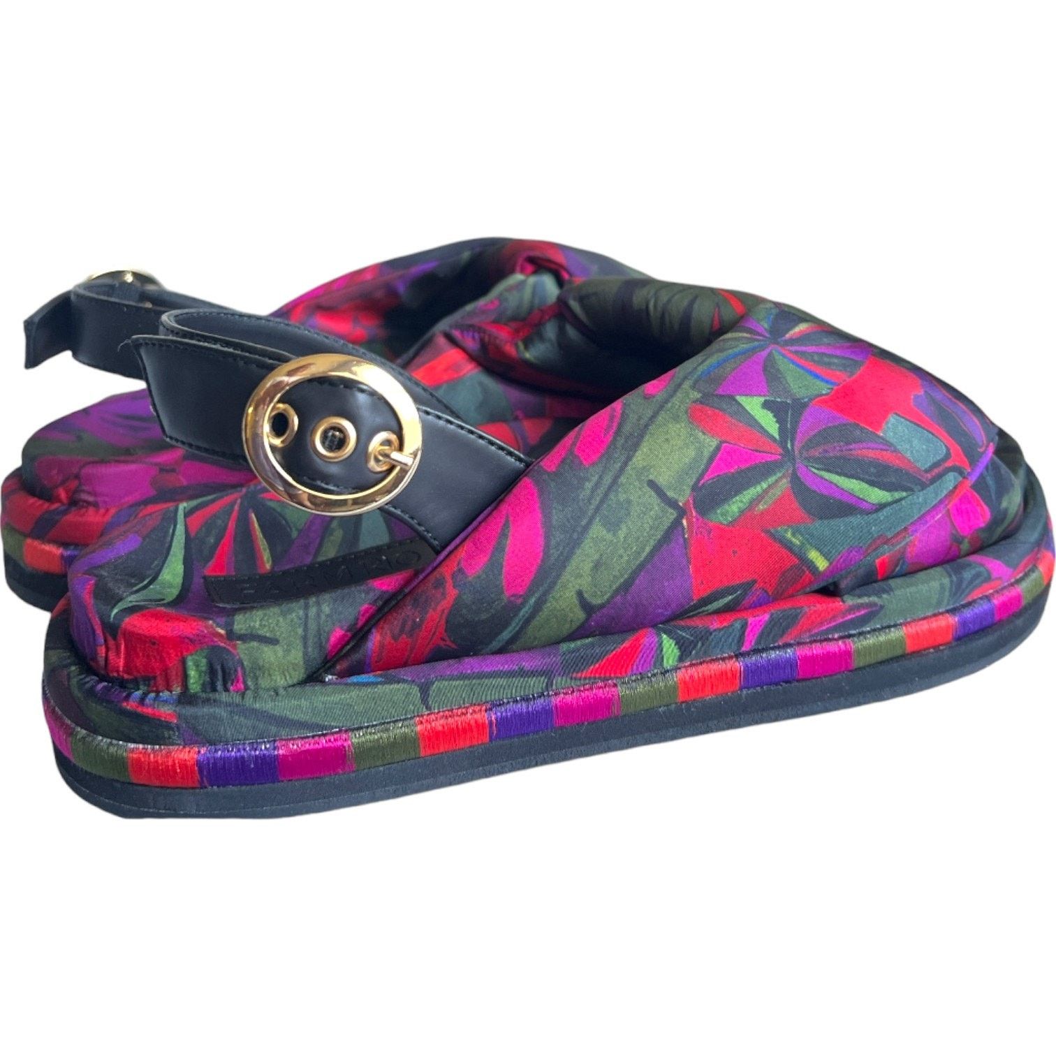 Farm Rio FARM RIO Floral Puff Peep-Toe Slingback Sandals, US8 Size US 8 / IT 38 - 7 Thumbnail