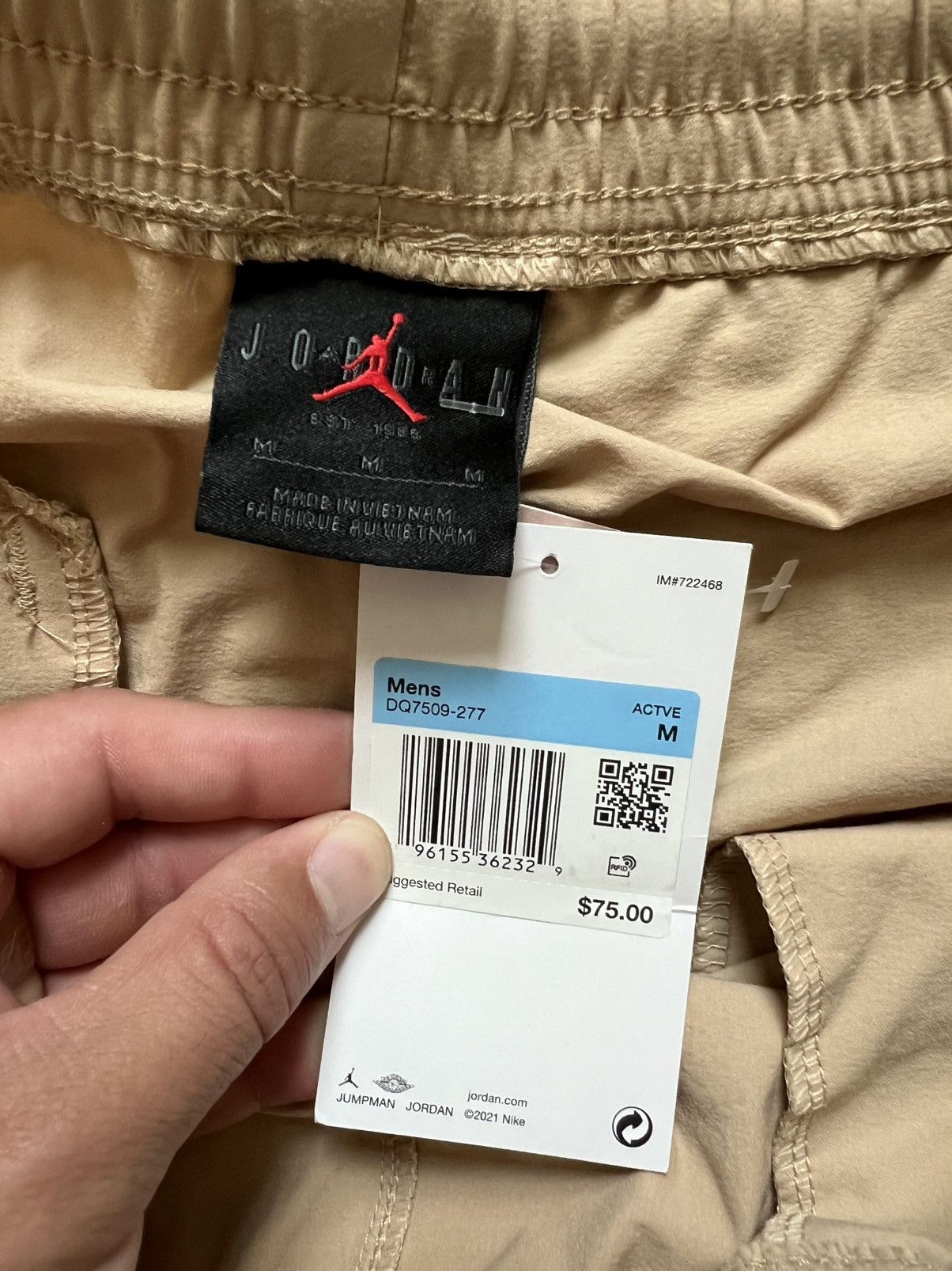 Jordan Brand Nike Air Jordan Essentials Men's Woven Tan Pants Size US 30 / EU 46 - 7 Thumbnail