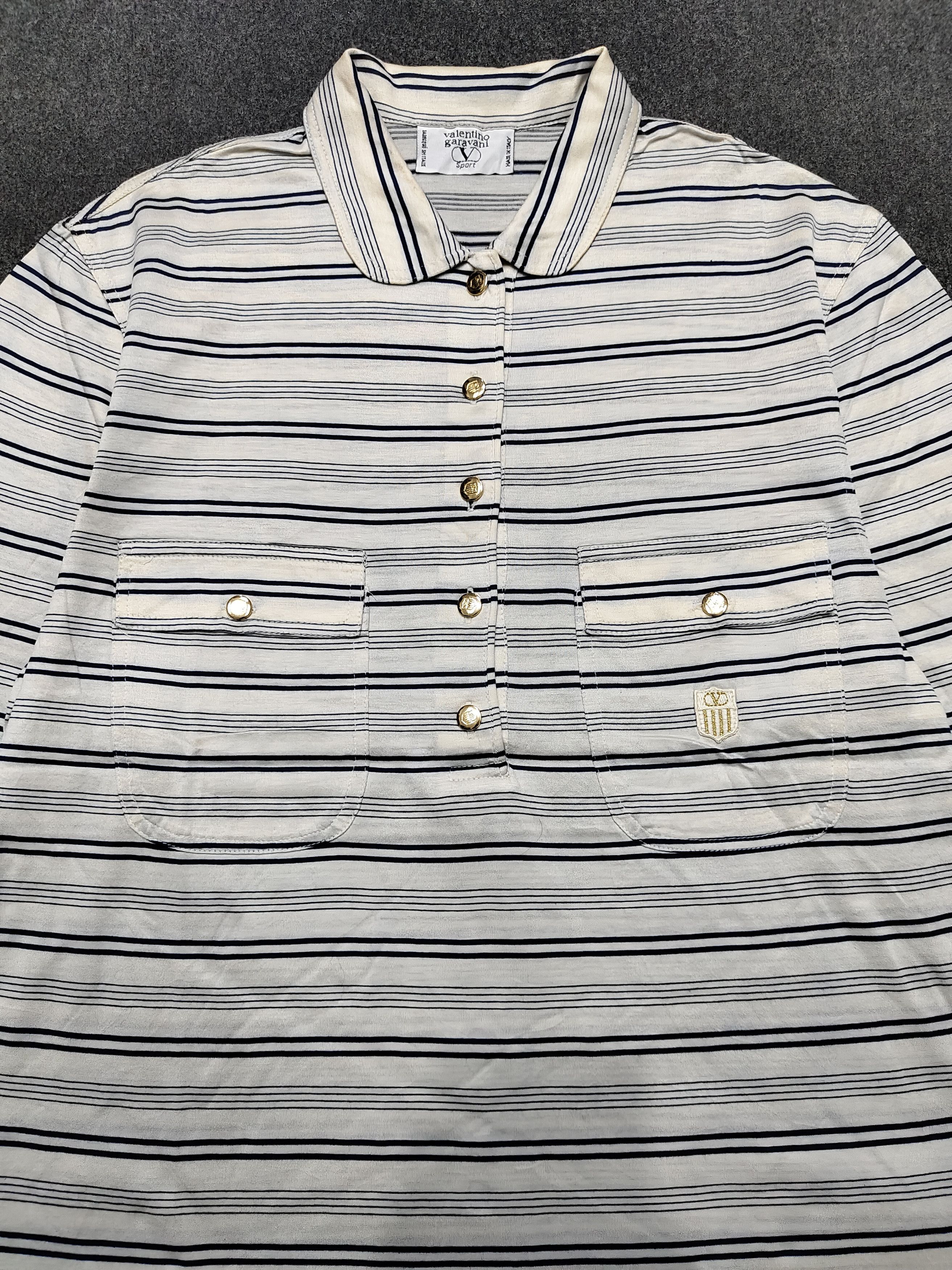 Valentino 80s Valentino Garavani Sport Striped Polo Shirt Size M / US 6-8 / IT 42-44 - 3 Thumbnail