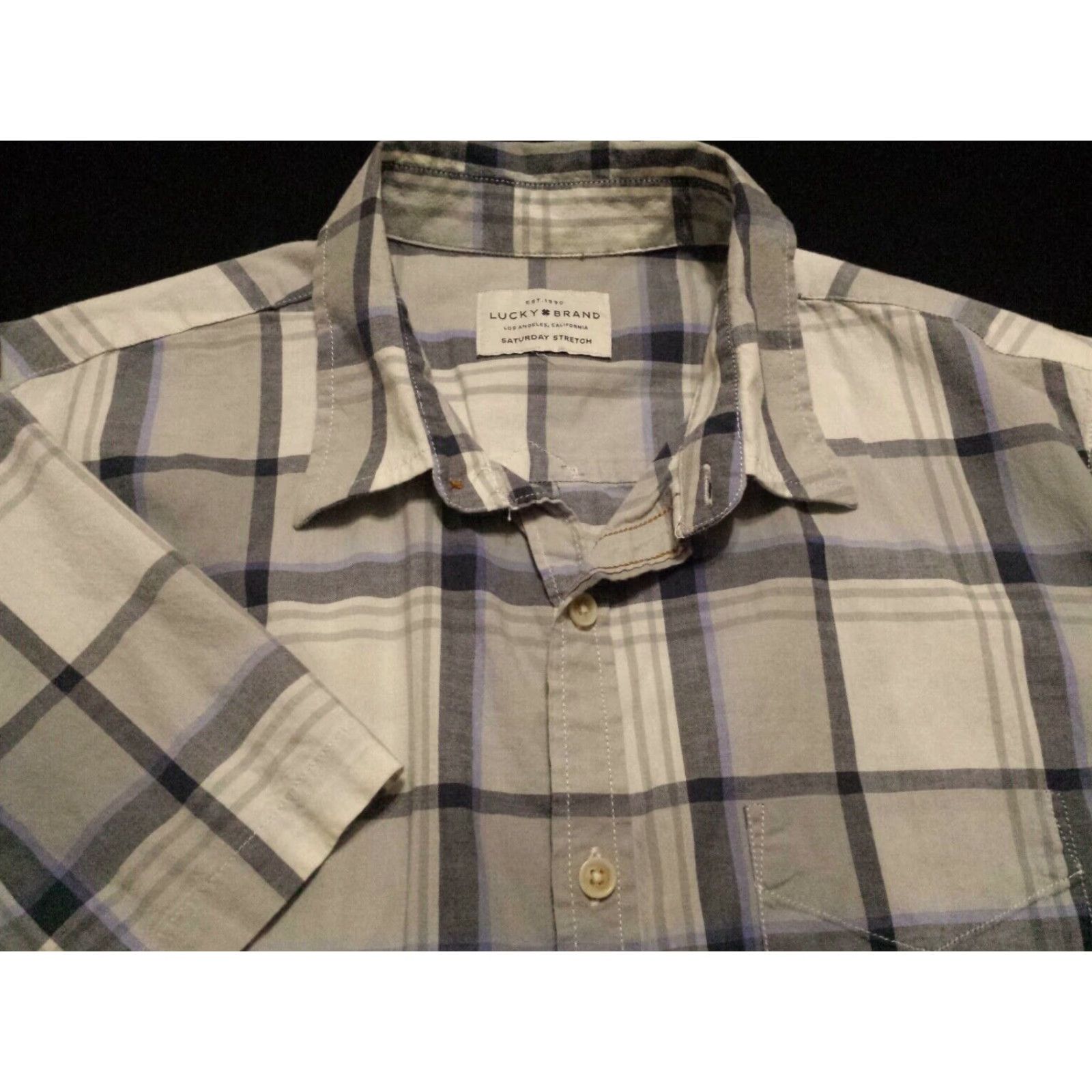 Lucky Brand Lucky Brand Mens Shirt Short Sleeve Button-Front Multicolor Plaid Check XS? Size US S / EU 44-46 / 1 - 2 Thumbnail