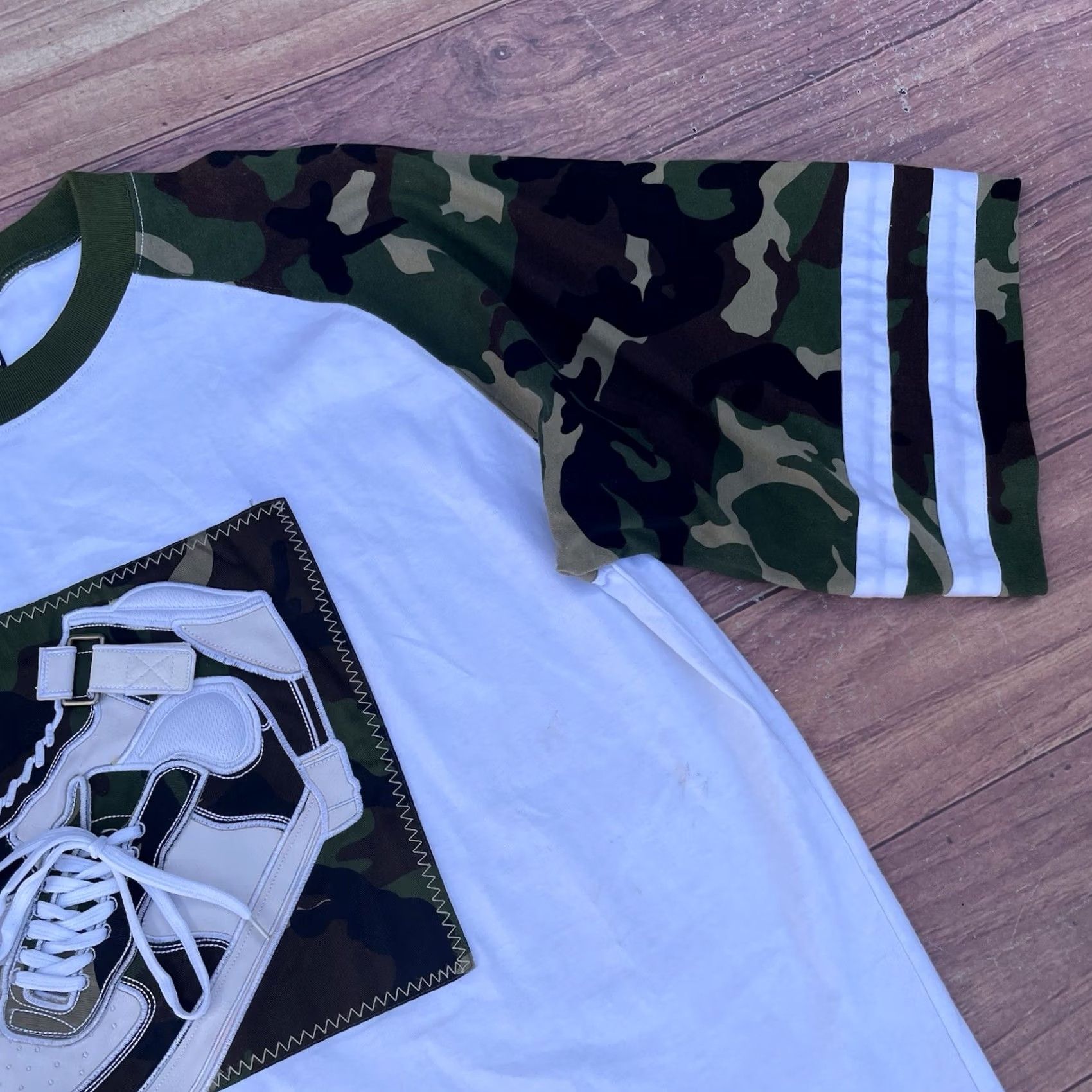 Vintage VINTAGE Raw Blue Camouflage Shirt + Shorts Hip Hop Set Streetwear AF1 Y2K Sz 3XL Size US XXL / EU 58 / 5 - 5 Thumbnail