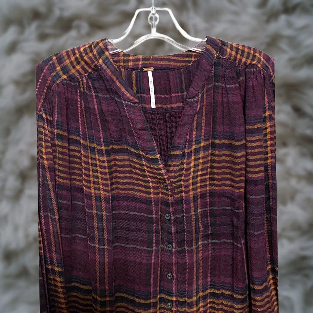 Free People VINTAGE Free People Plaid Come On Over Oversized Flannel Button Shirt Women XS Boho Cozy Size XS / US 0-2 / IT 36-38 - 1 Thumbnail