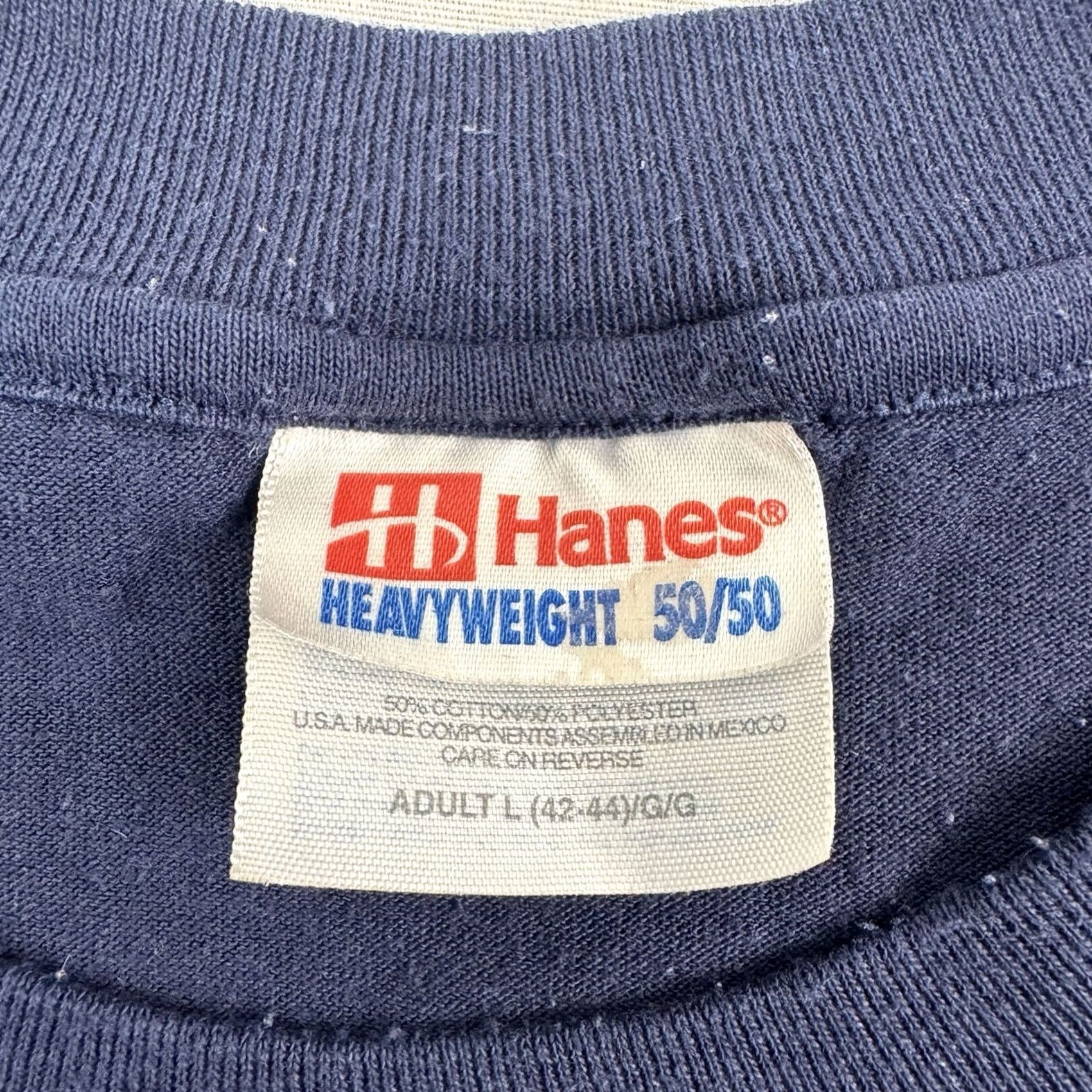 Hanes VINTAGE Hanes T-Shirt Shirt Adults Large Blue Graphic Print Left Handed Funny 90s USA Mens Size US L / EU 52-54 / 3 - 3 Thumbnail