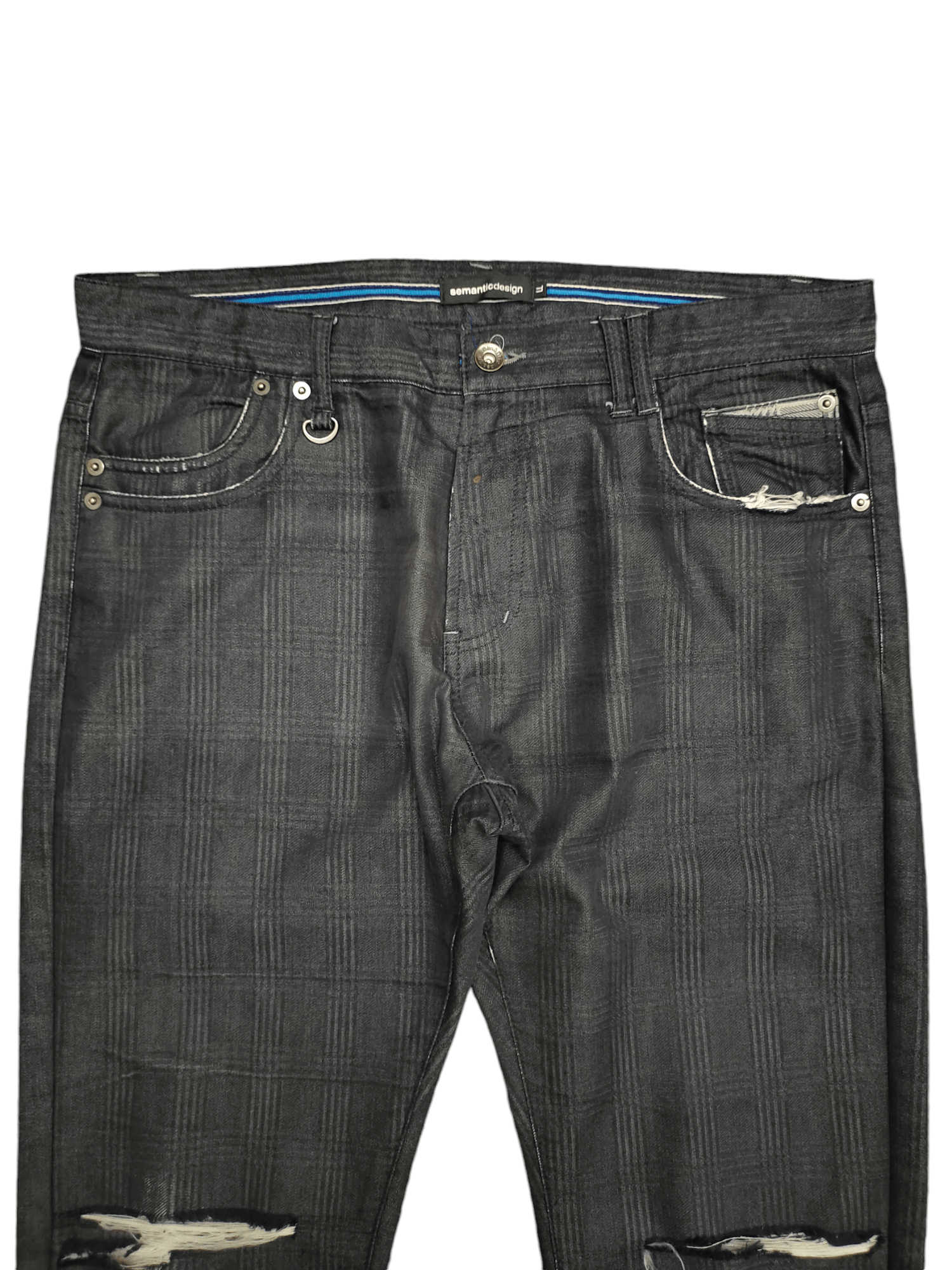 semanticdesign Vintage Semantic Design Checkered Distress Trouser Pants Size US 34 / EU 50 - 2 Thumbnail