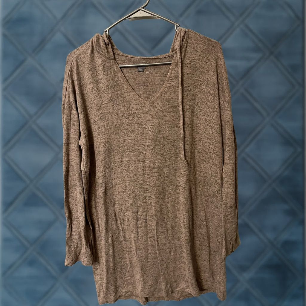 Vintage Aerie Hoodie Women’s Size S Distressed Oversized V Neck Crew Neck Pullover Sweatshirt Brown Casual Activewear Size S / US 4 / IT 40 - 1 Thumbnail