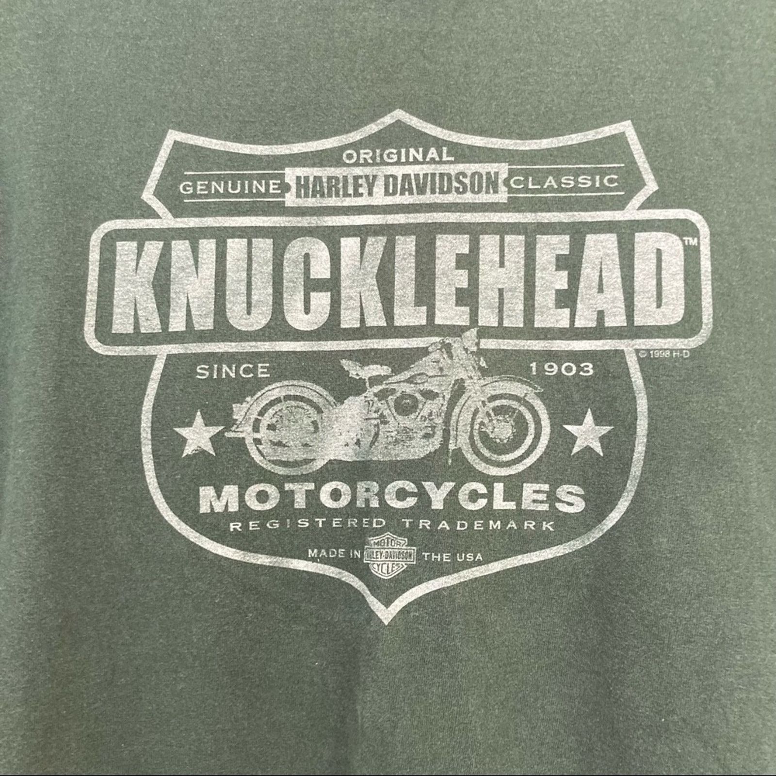 Harley Davidson Harley Davidson Knucklehead Green Long Sleeve Graphic Shirt Size US L / EU 52-54 / 3 - 2 Thumbnail