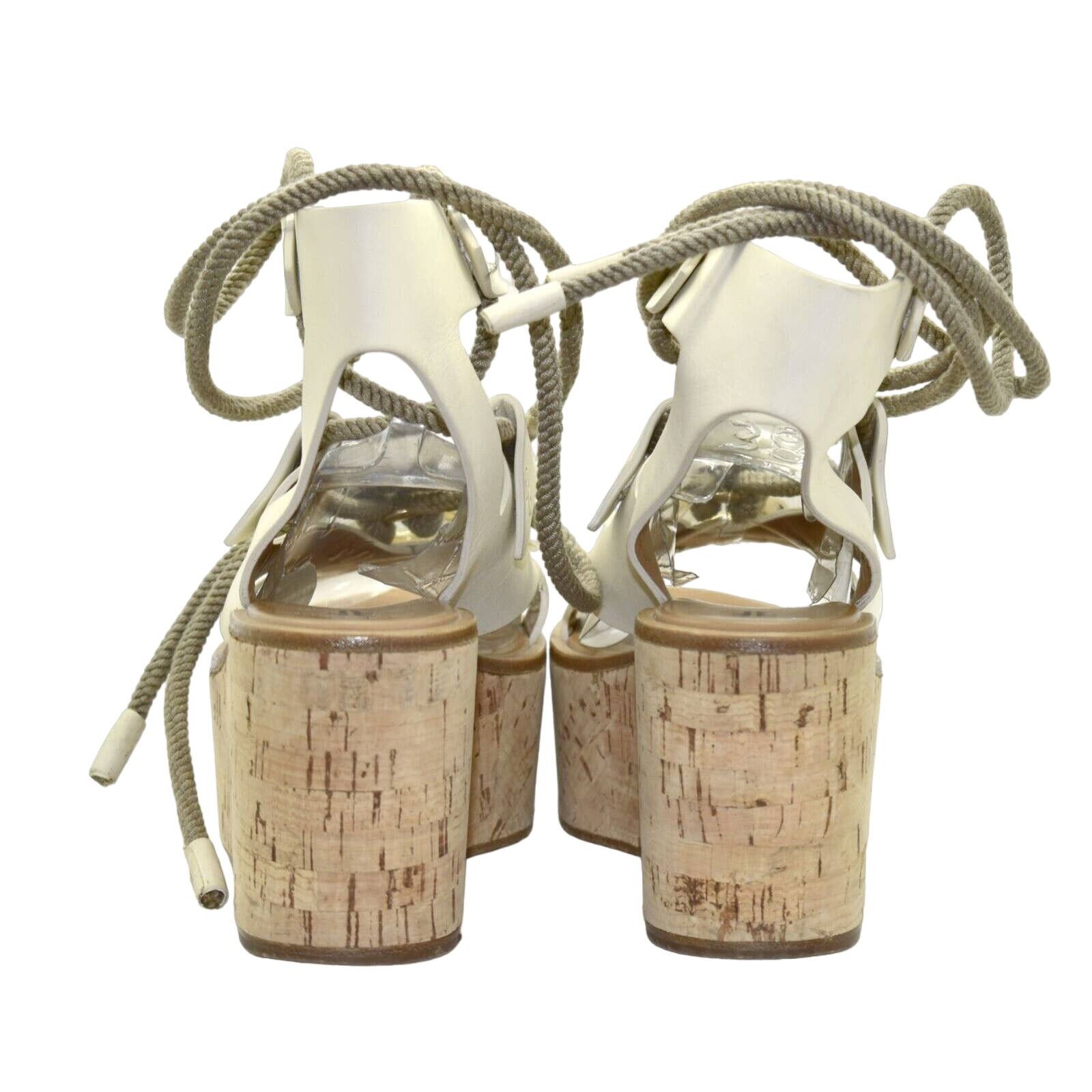 Frye B0 FRYE Dalia White Leather Cork Platform Sandals Shoes 9 M Size US 9 / IT 39 - 6 Thumbnail