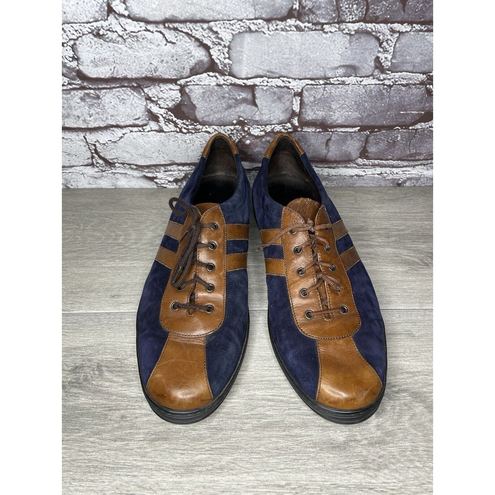 Cole Haan Bragano Blue Suede Brown Leather Bicycle Casual Lace Shoes M Size US 9.5 / EU 42-43 - 4 Thumbnail