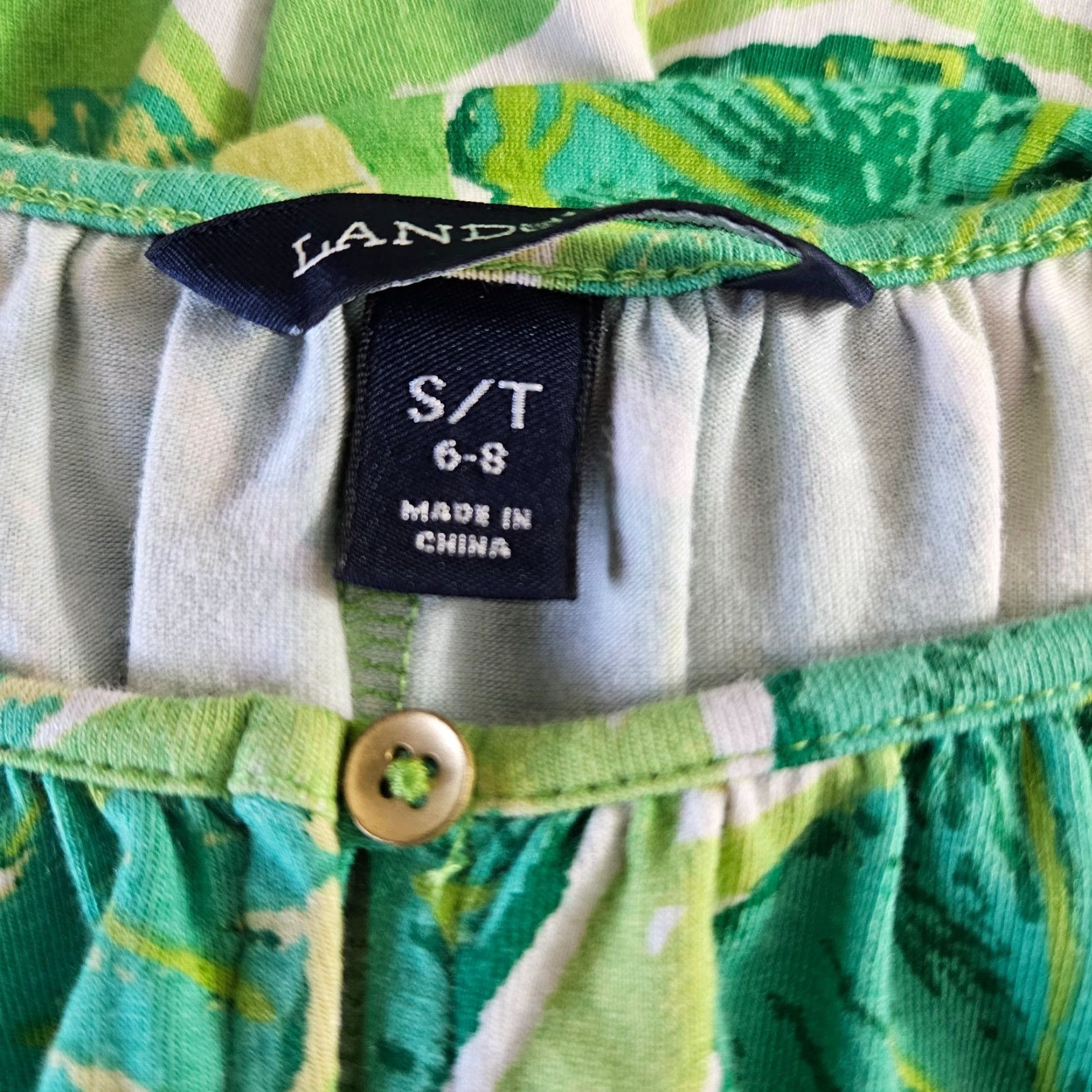 Lands' End Lands End Dress Womens Sz Small Tall Green White Sleeveless Belted Size S / US 4 / IT 40 - 5 Thumbnail