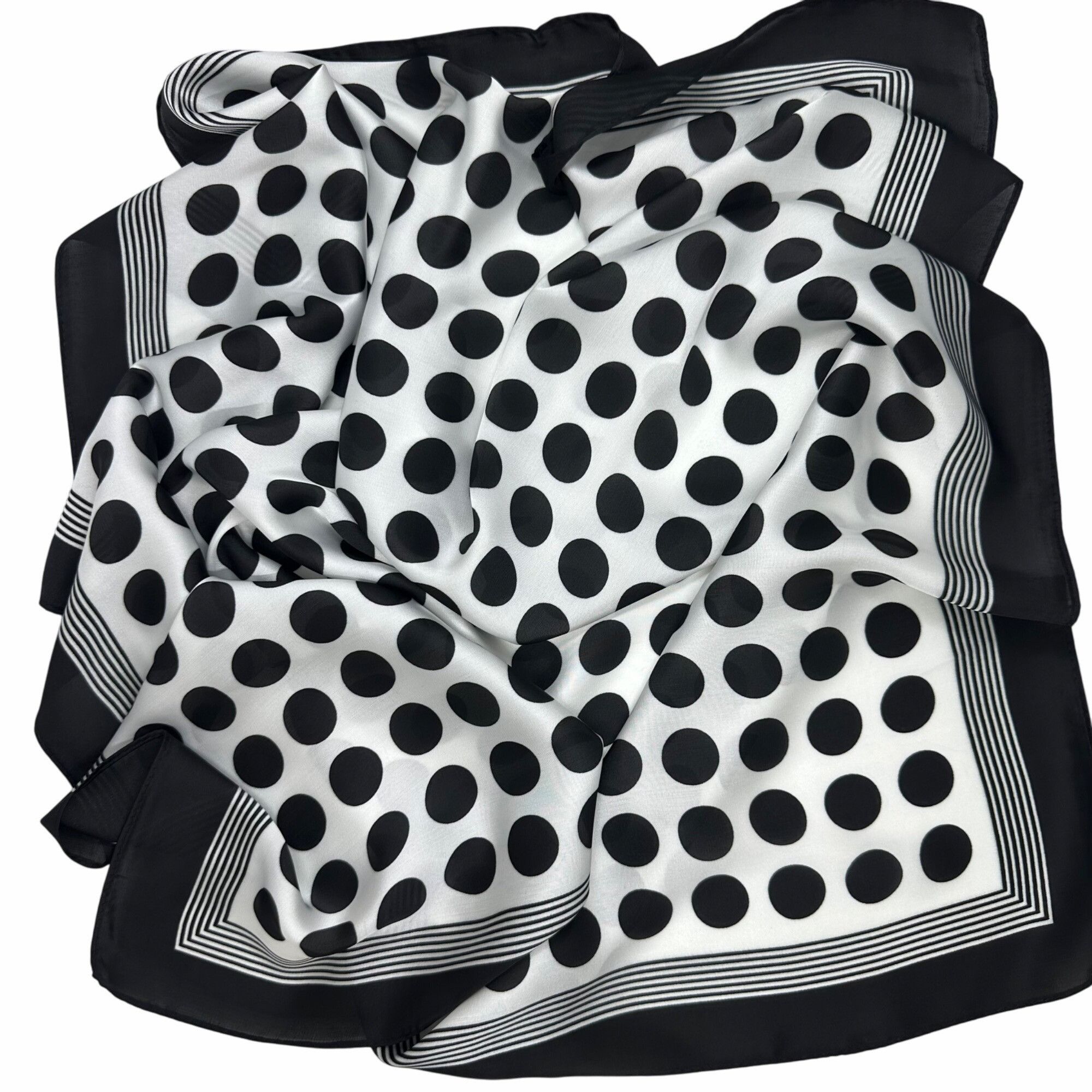 Other ✨Luxurious Retro Chic Silky Scarf Black White Polka Dot Geom Size ONE SIZE - 5 Thumbnail