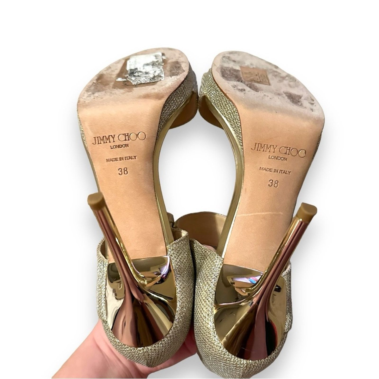 Jimmy Choo Jimmy Choo Alana Lame Gold Glitter Stiletto High Heels 38 Size US 8 / IT 38 - 9 Thumbnail