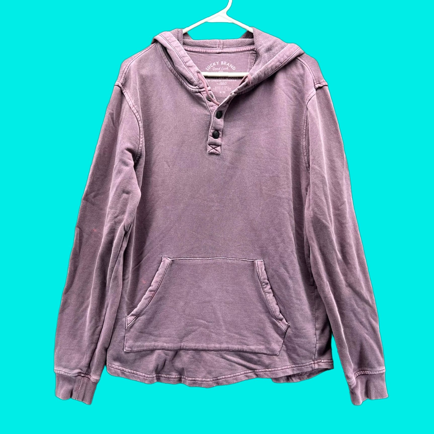 Lucky Brand Lucky Brand Sweater Hoodie Mens Medium Purple Pullover Casual 1990s Pattern: Solid Vintage: No Size US M / EU 48-50 / 2 - 1 Thumbnail