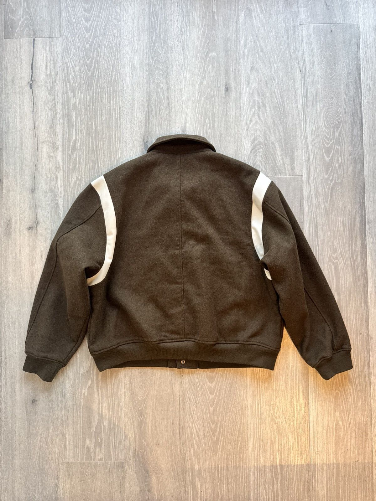 Oak + Fort OAK + FORT Green/Cream Varsity Bomber Jacket Size US XL / EU 56 / 4 - 2 Thumbnail