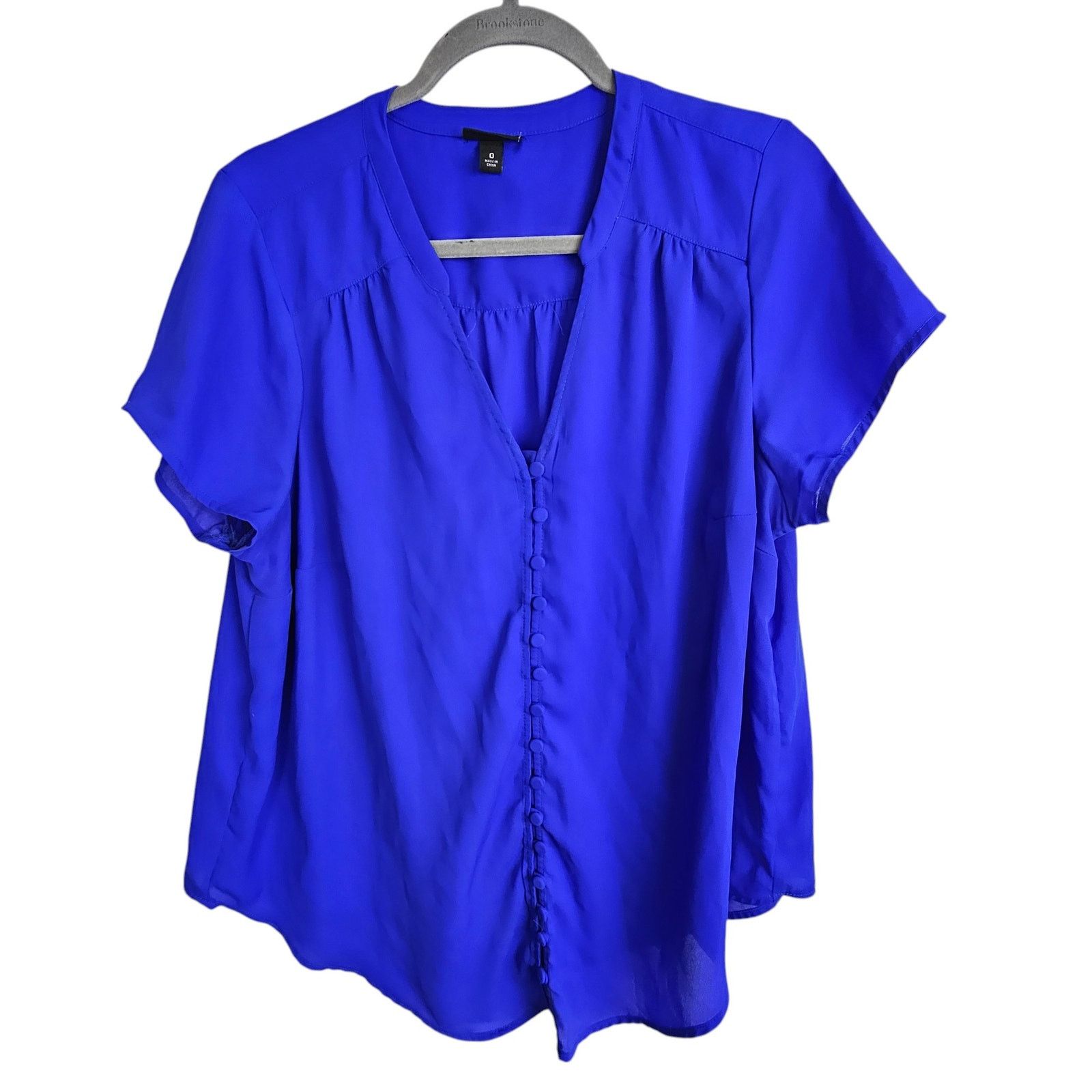 Corridor Torrid Womens Button Front Blouse Size 0X Cobalt Career Corp Size XL / US 12-14 / IT 48-50 - 1 Thumbnail