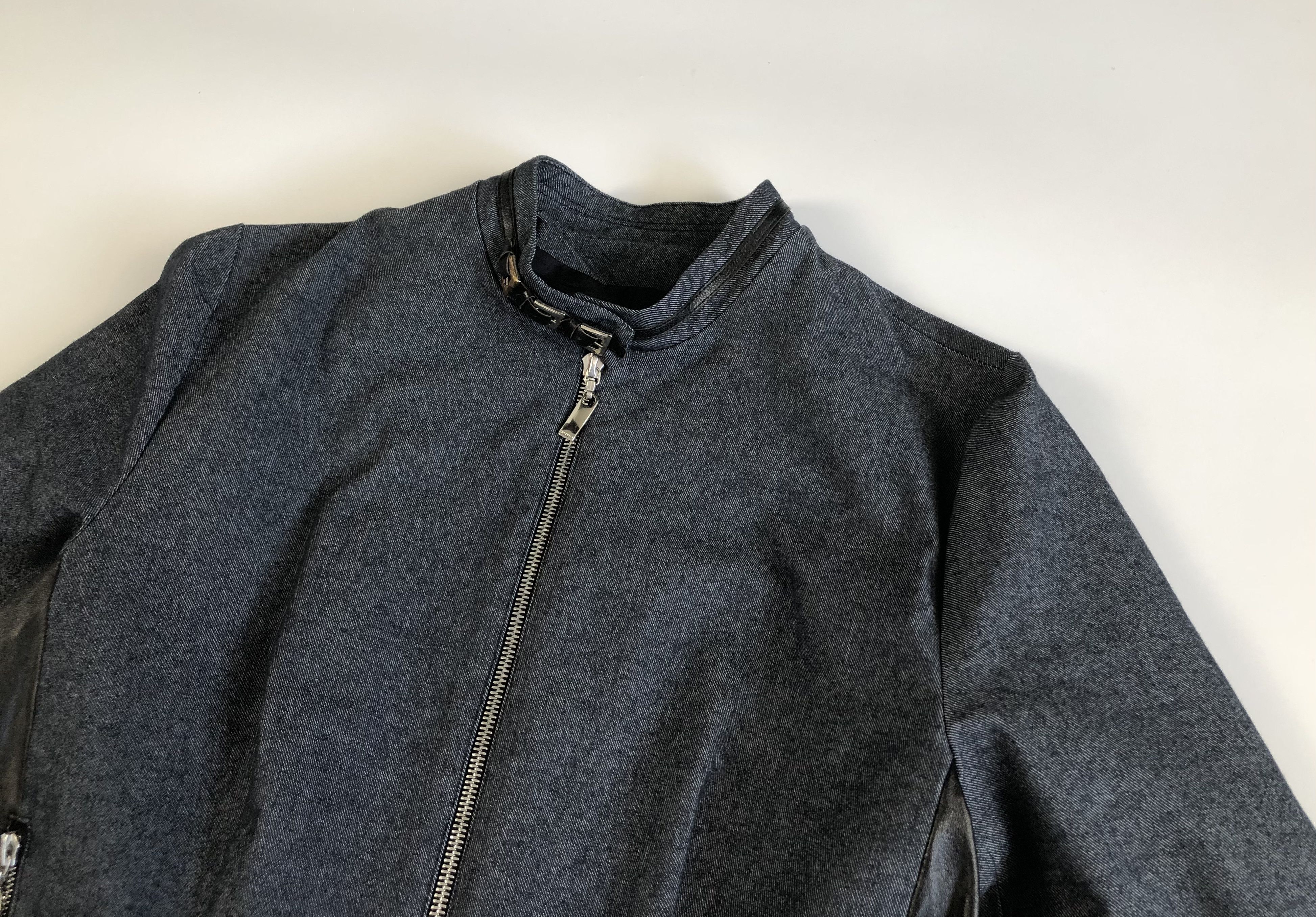 Other Guy Fulop Denim with Leather Stripes Jacket Size L / US 10 / IT 46 - 2 Thumbnail