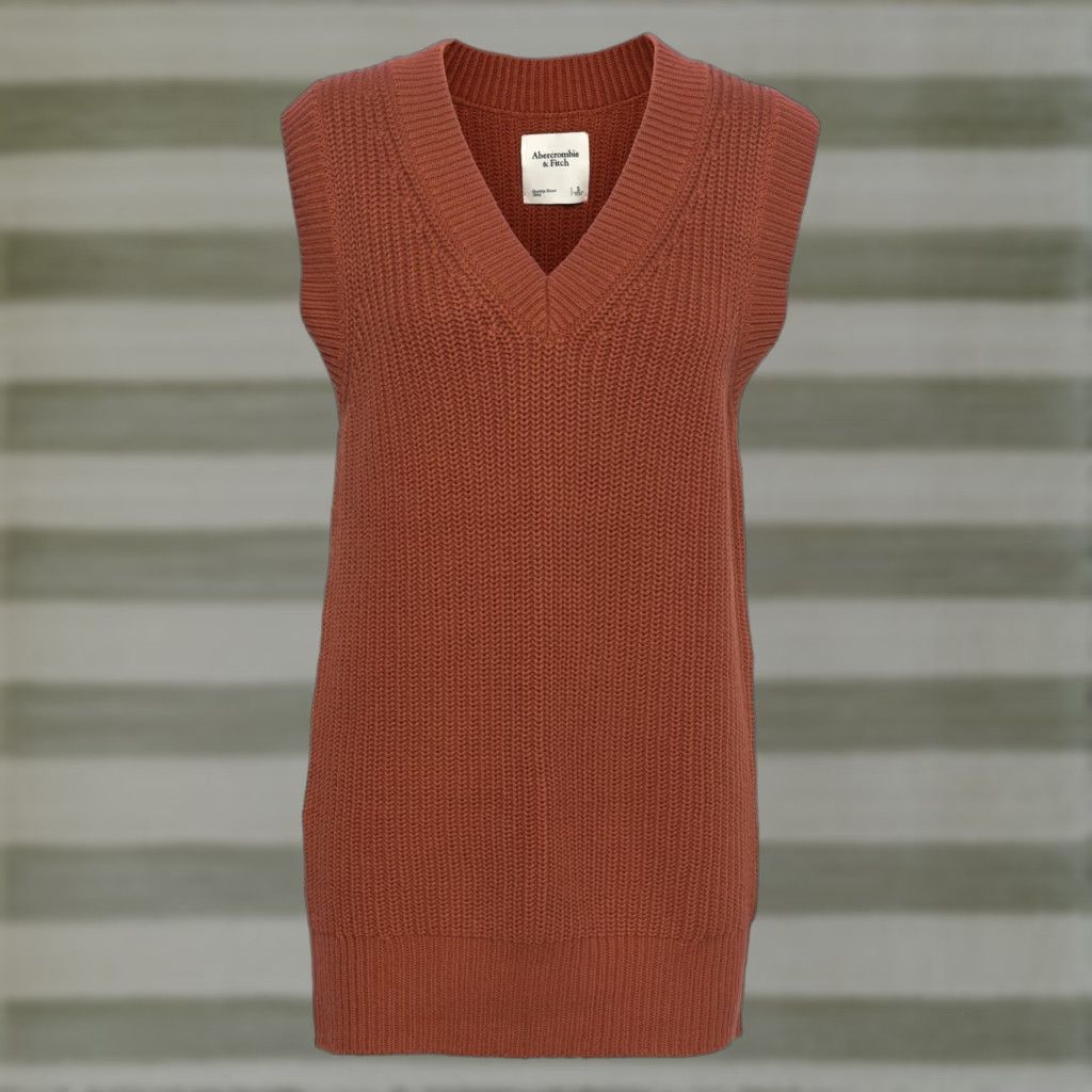 Abercrombie & Fitch VINTAGE Abercrombie & Fitch Knit Sweater Dress V-Neck Sleeveless Sz MT Women’s Dress Rust Cotton Blend Tall M Size M / US 6-8 / IT 42-44 - 1 Thumbnail