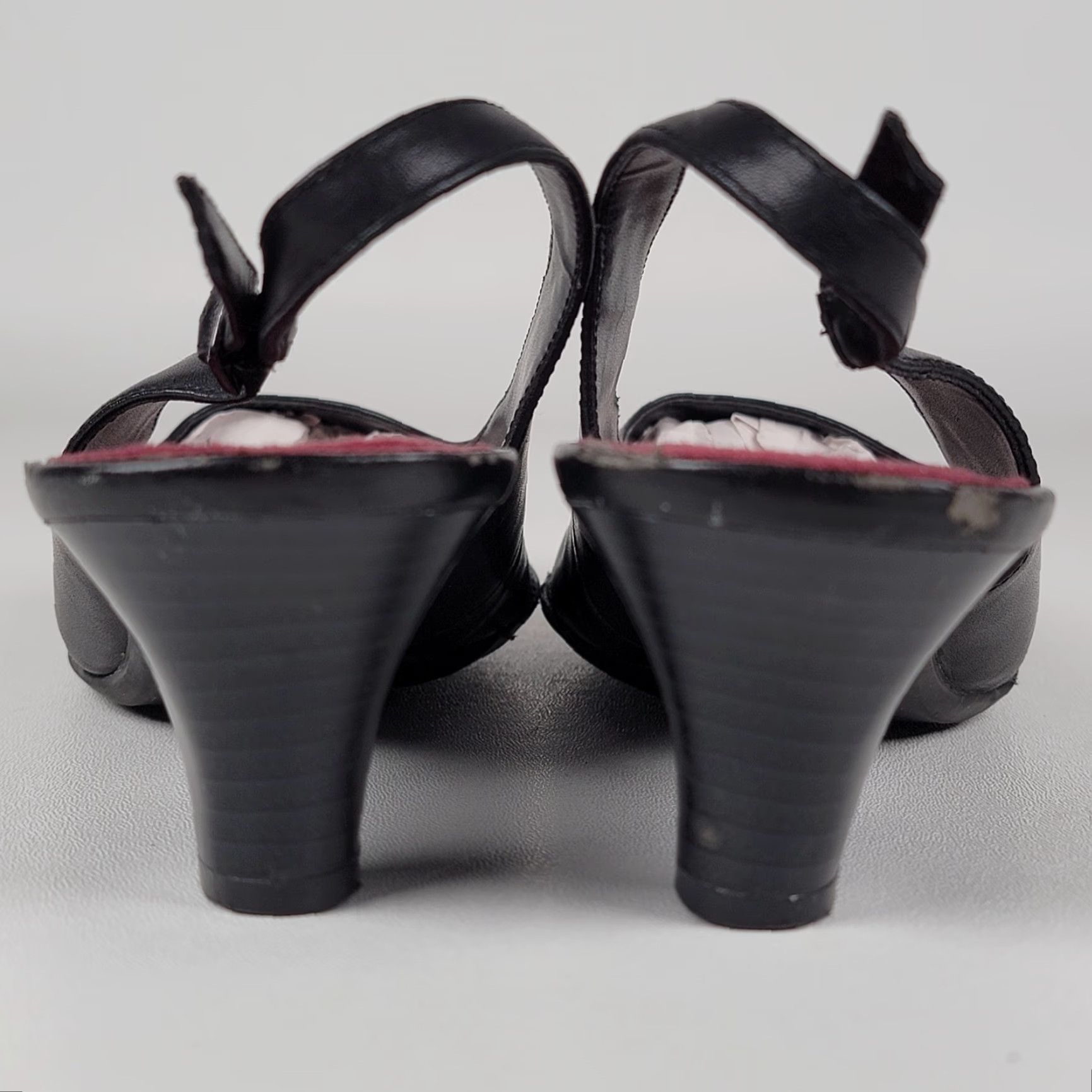 Vintage Aerosoles Slingback Heel Dress Shoes Womens 9.5M Black Animal Print Kitten Buckle Size M / US 6-8 / IT 42-44 - 5 Thumbnail
