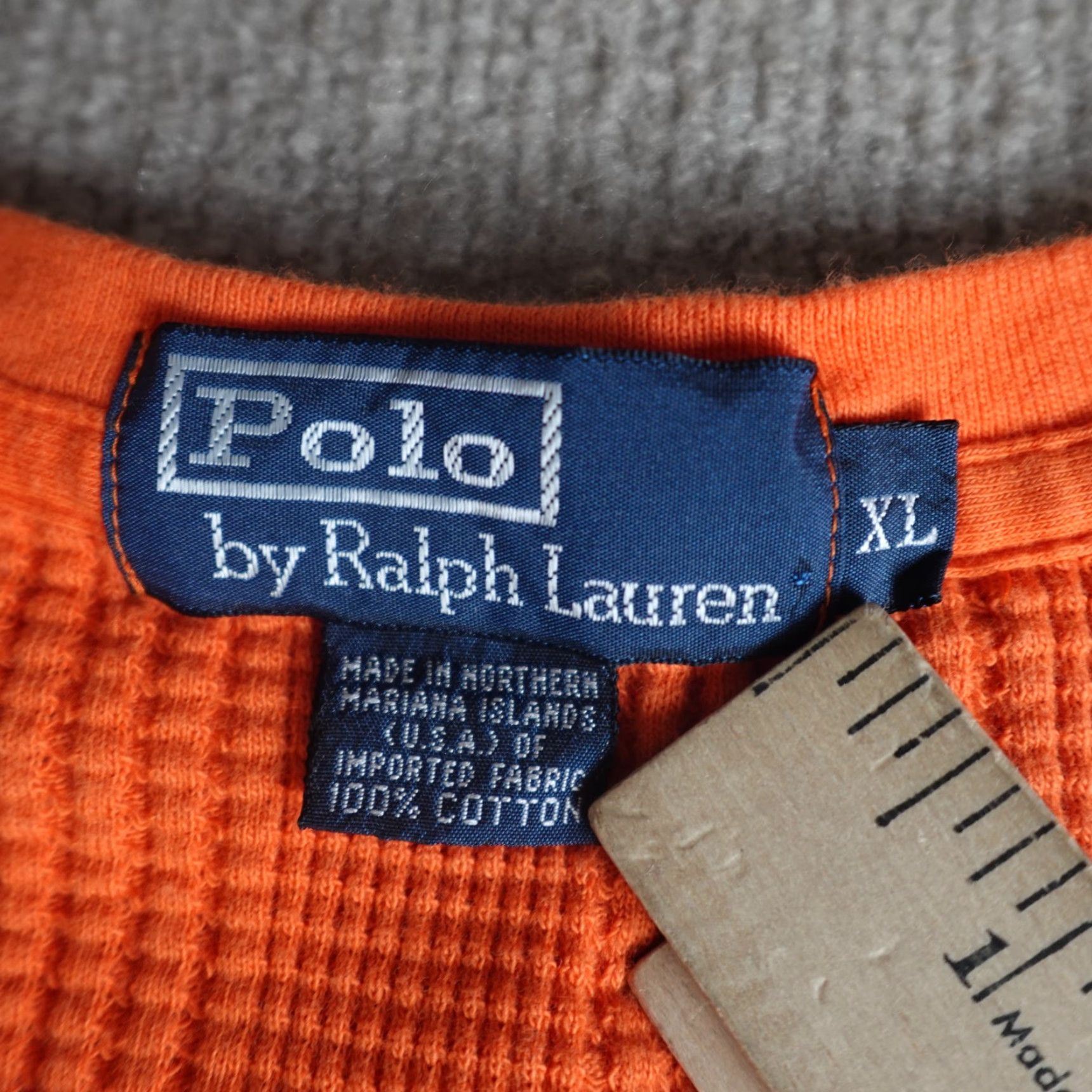 Polo Ralph Lauren VINTAGE Polo Ralph Lauren Mens Shirt L Orange Striped Knit Short Sleeve Crew Neck Ribbed Waffle Polo Ralph Lauren Shirt Size US L / EU 52-54 / 3 - 5 Thumbnail