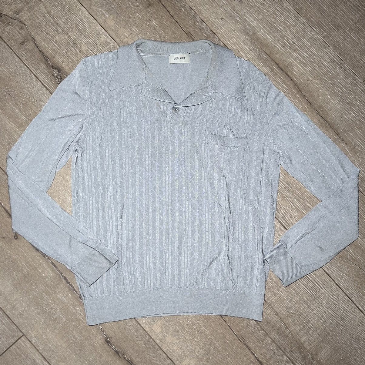 Lemaire Lemaire Viscose Jacquard Knit Long Sleeve Polo Gray S Size US S / EU 44-46 / 1 - 4 Thumbnail