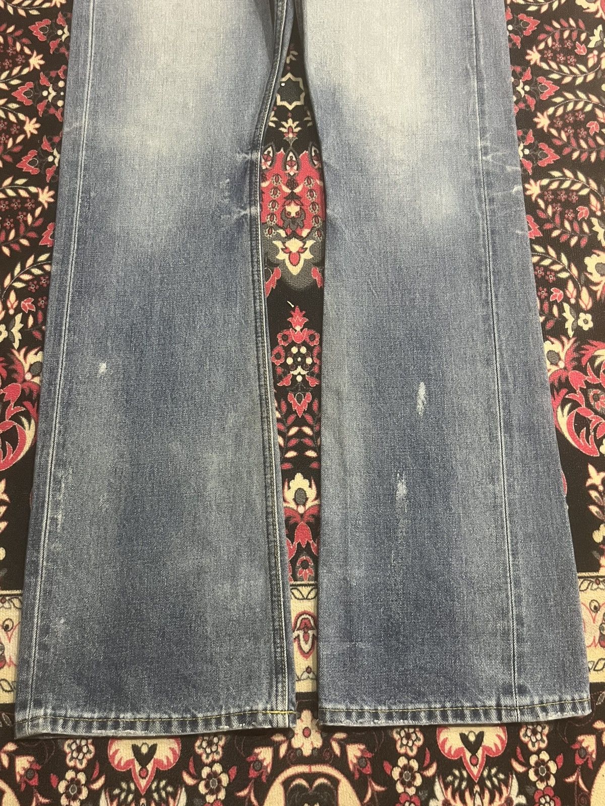 JACKROSE Jackrose X Luv Maison Blue Faded Washed Selvedge Flare Jeans Size US 30 / EU 46 - 10 Thumbnail