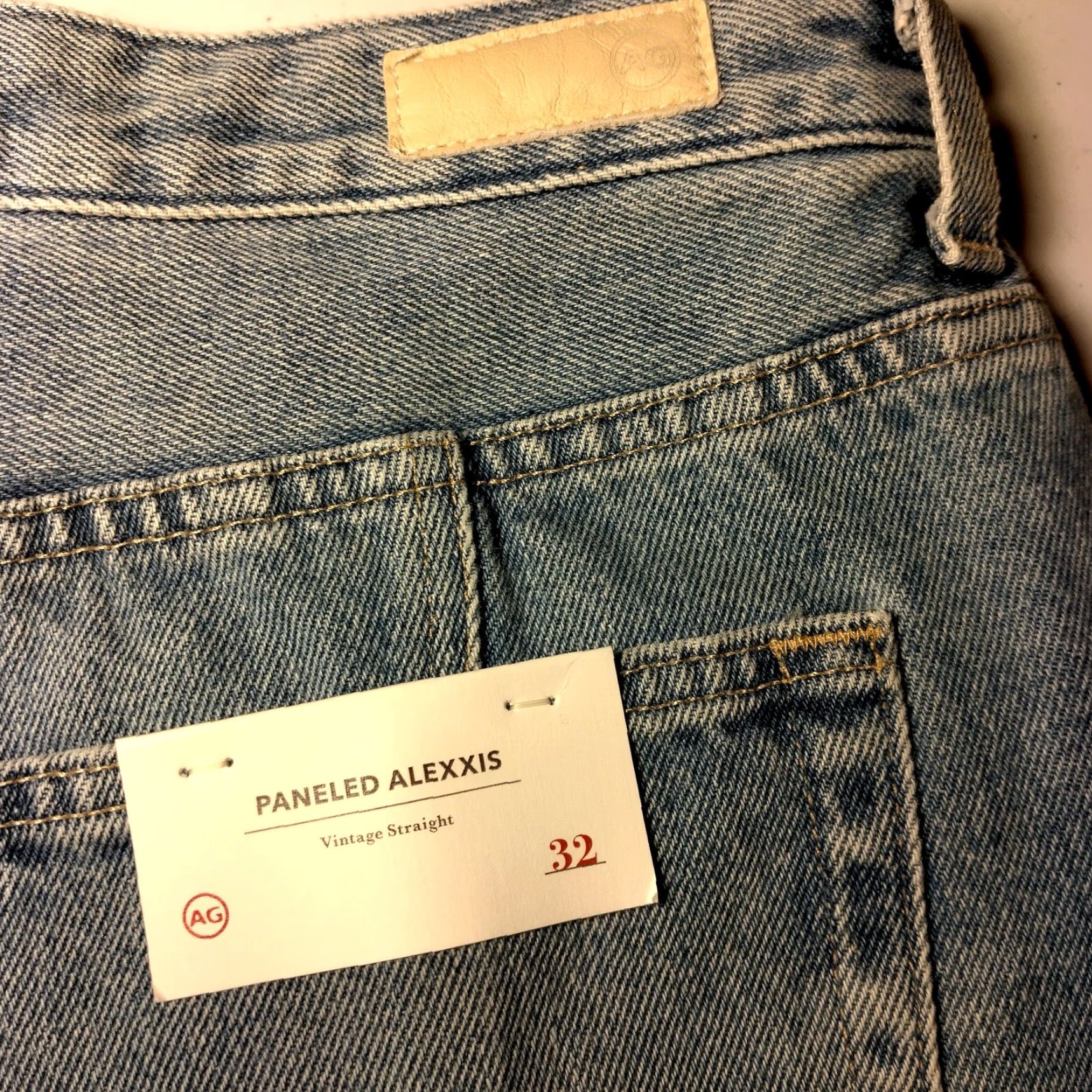 ALEXIS VINTAGE AG Adriano Goldschmied Jeans Paneled Alexxis Straight Women 32 Light Blue Denim Size 24" / US 00 / IT 34 - 5 Thumbnail