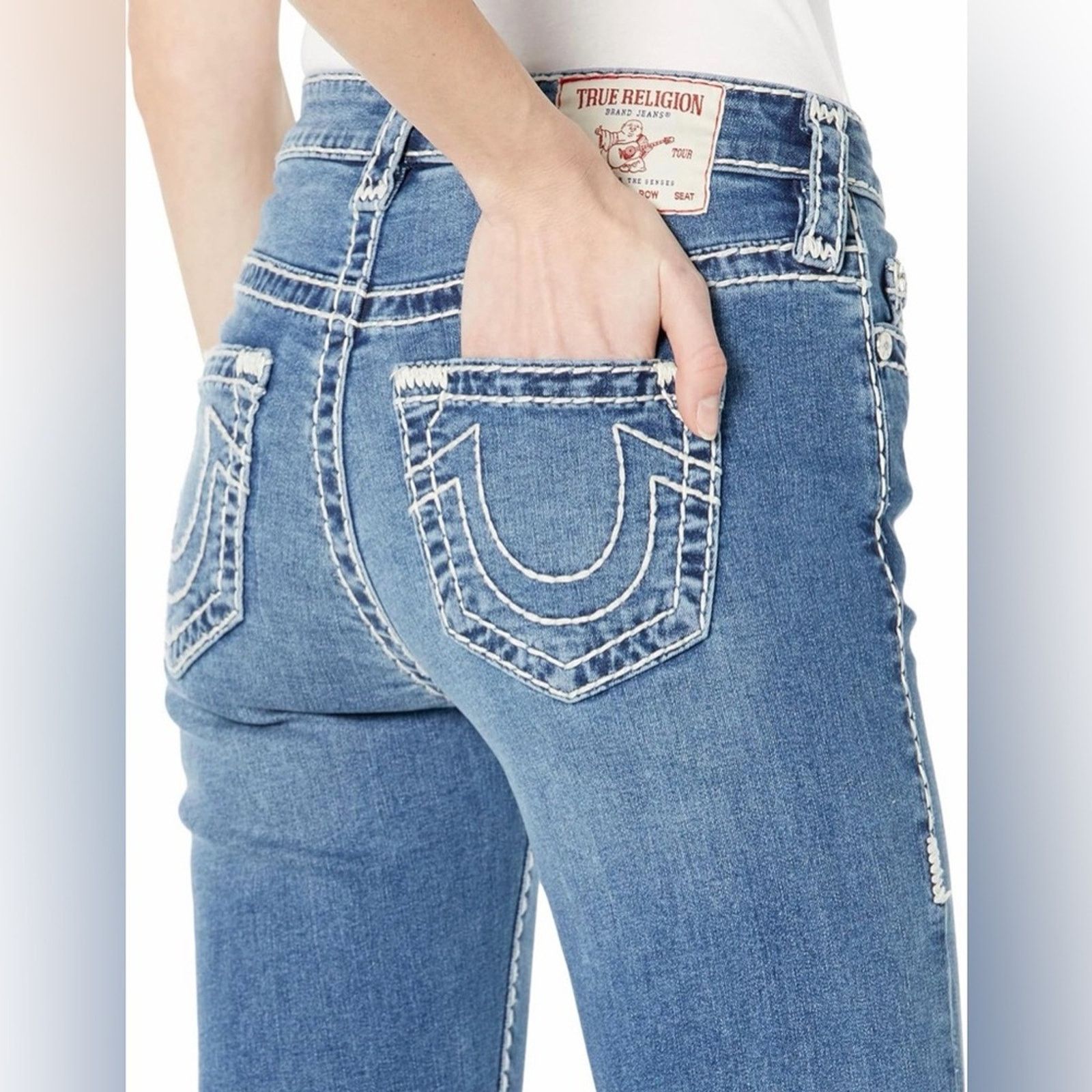 True Religion True Religion Halle Super T in a Medium Wash Jeans size 25 Size 25" / US 0 / IT 36 - 3 Thumbnail