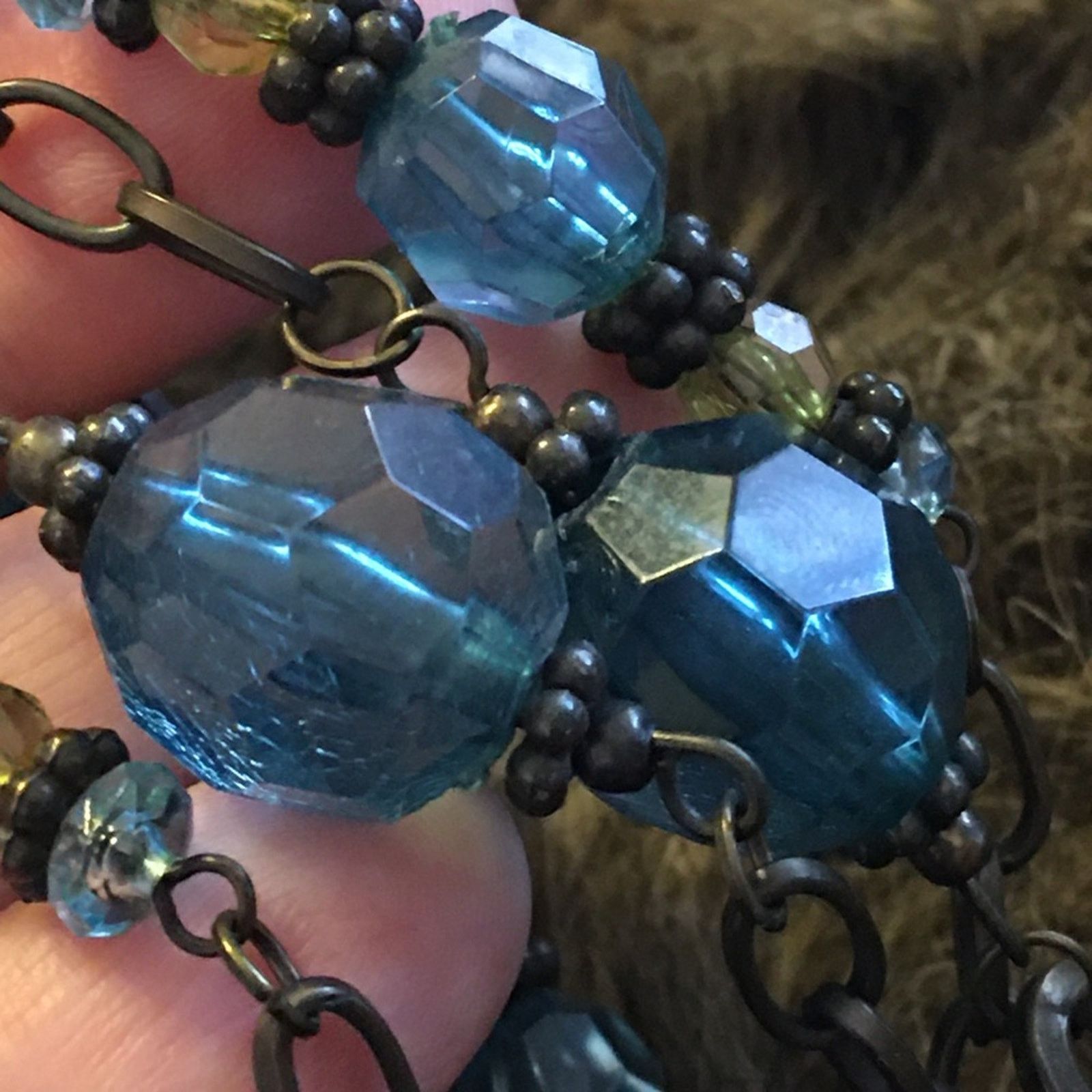 Vintage Vintage crackle glass bead brass tone necklace Size ONE SIZE - 8 Thumbnail