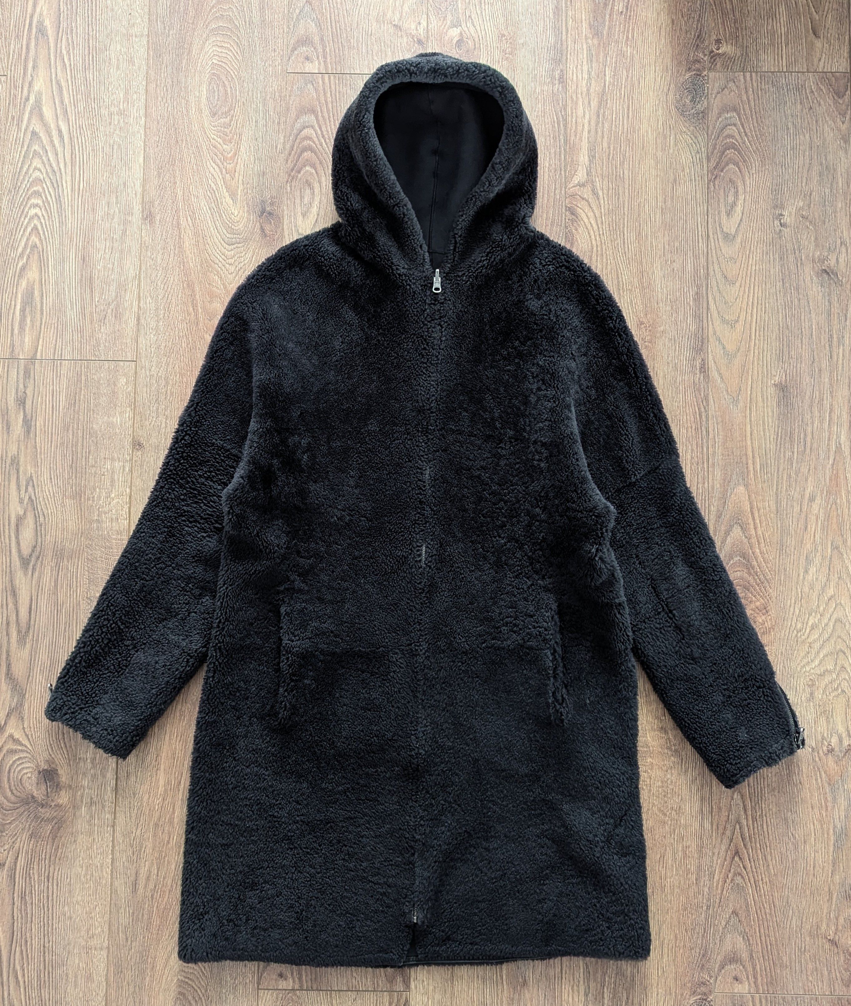 Leather VSP Women's Double Sided 100% Lamb Shearling Hooded Zip Coat Size L / US 10 / IT 46 - 2 Thumbnail