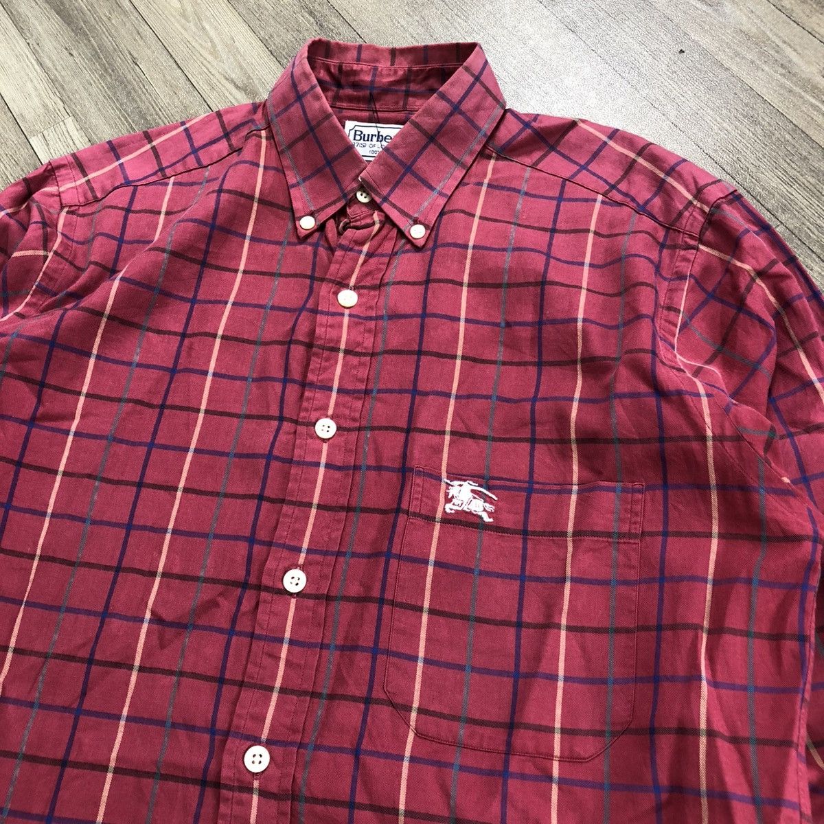 Burberry × Burberry Prorsum × Vintage 🇺🇸 1990s Burberrys Nova Check Iconic Designer Red Longs Shirt Size US M / EU 48-50 / 2 - 3 Thumbnail