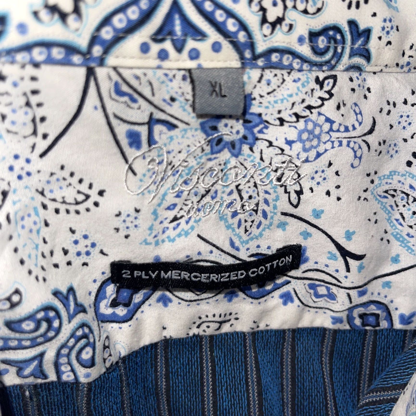 Luchiano Visconti VINTAGE Luchiano Visconti Dress Shirt Men’s XL Blue Striped French Cuff Cotton Shirt Size 46R - 4 Thumbnail